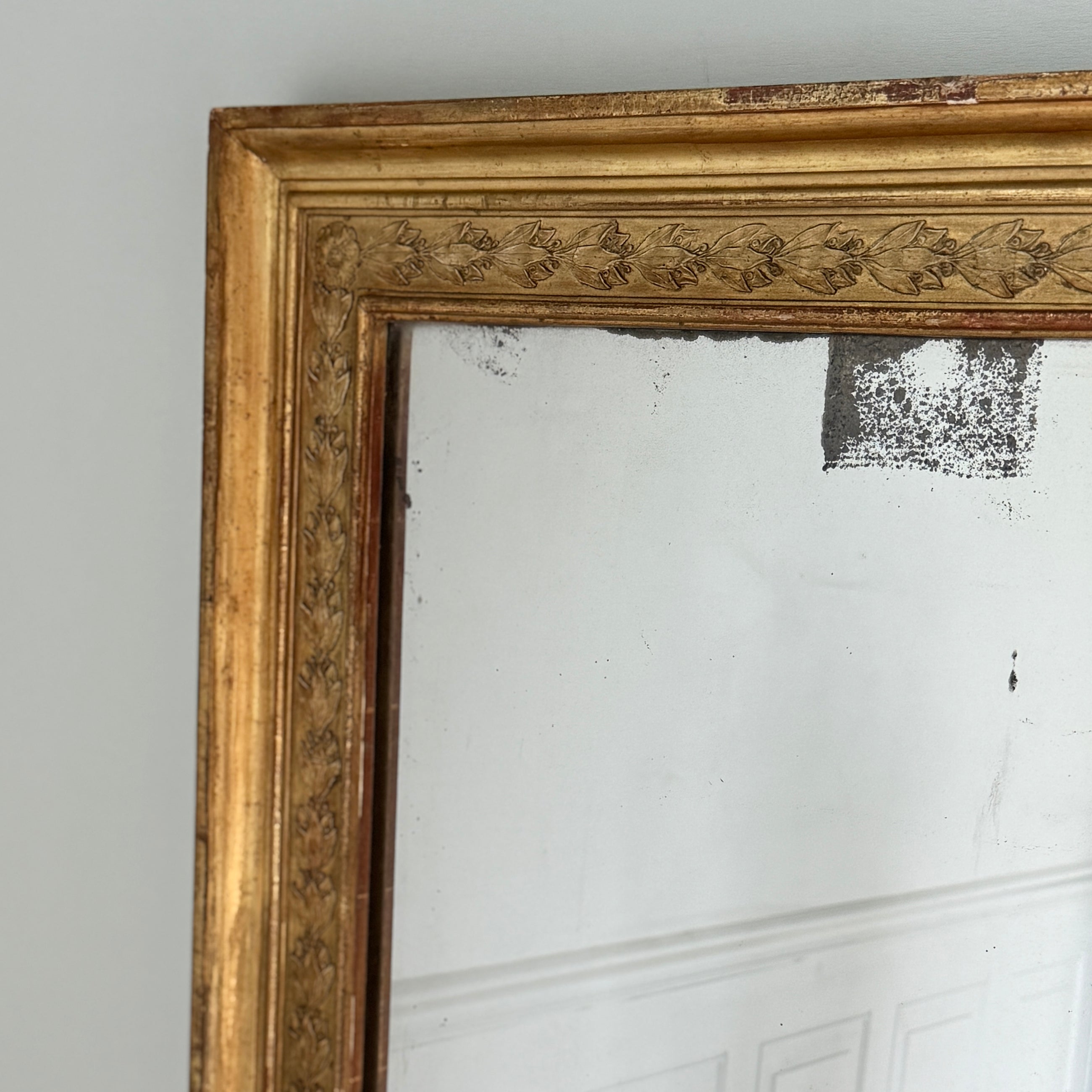 19th C French Gilded Mirror with Distressed Glass