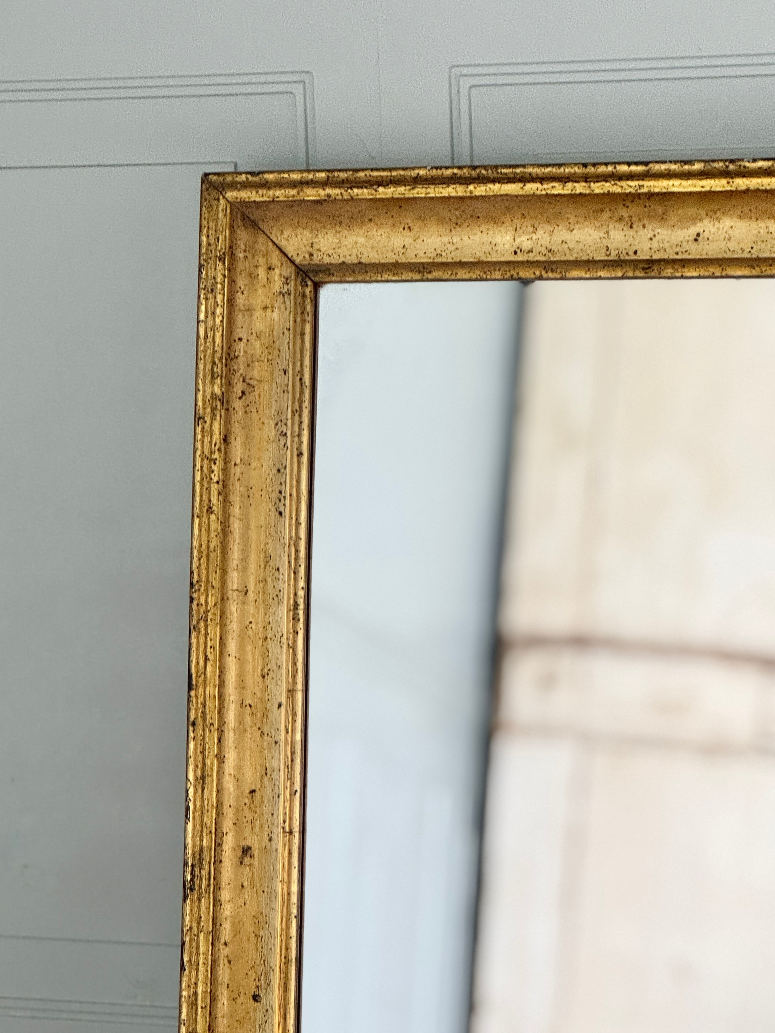 Antique French Gilded Mirror with Distressed Patina