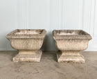 Beautifully Aged Pair of 20th C Concrete Planters