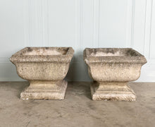 Beautifully Aged Pair of 20th C Concrete Planters
