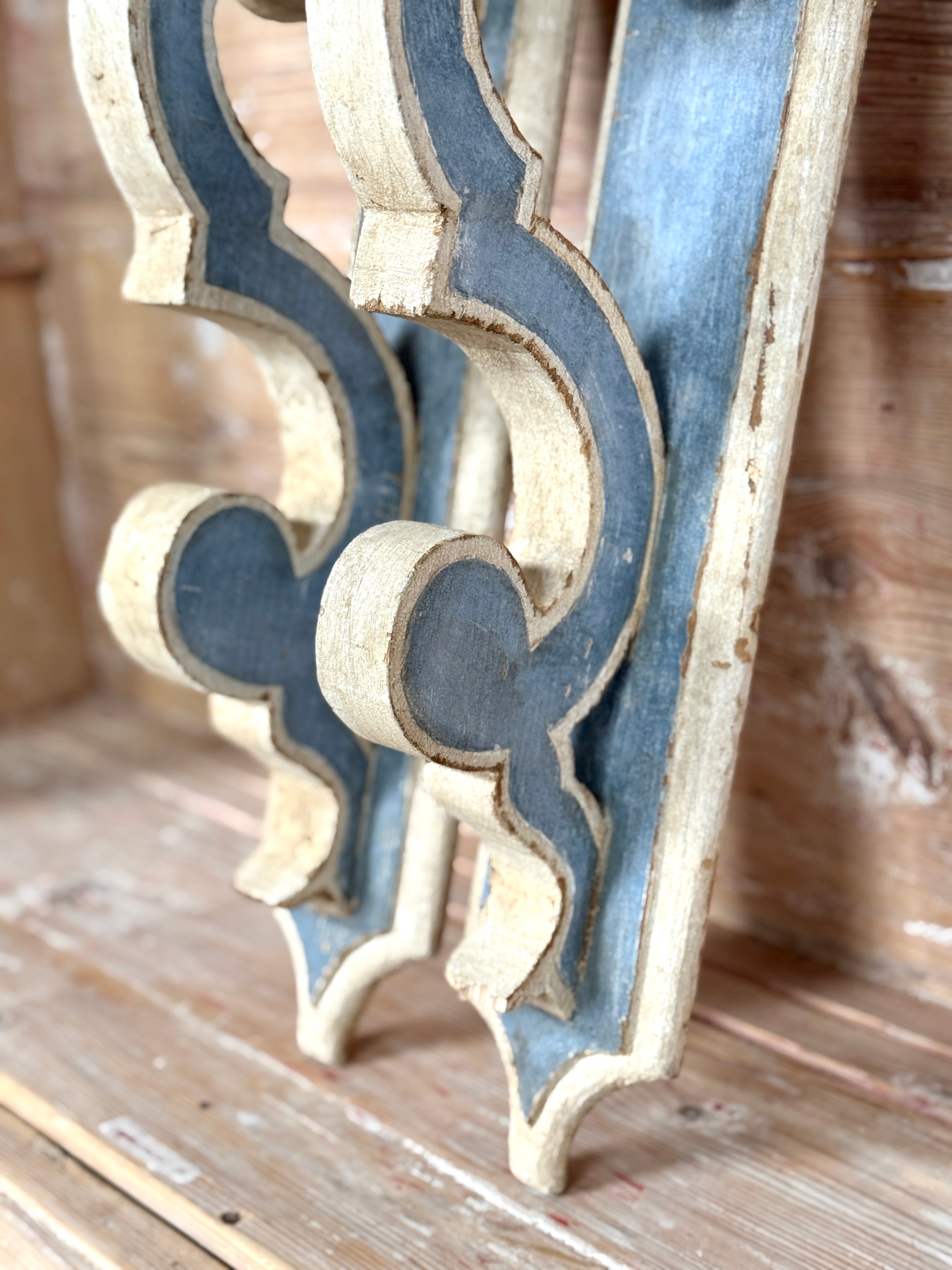 Hand-Painted Reproduction Italian Wood Sconces (pair)