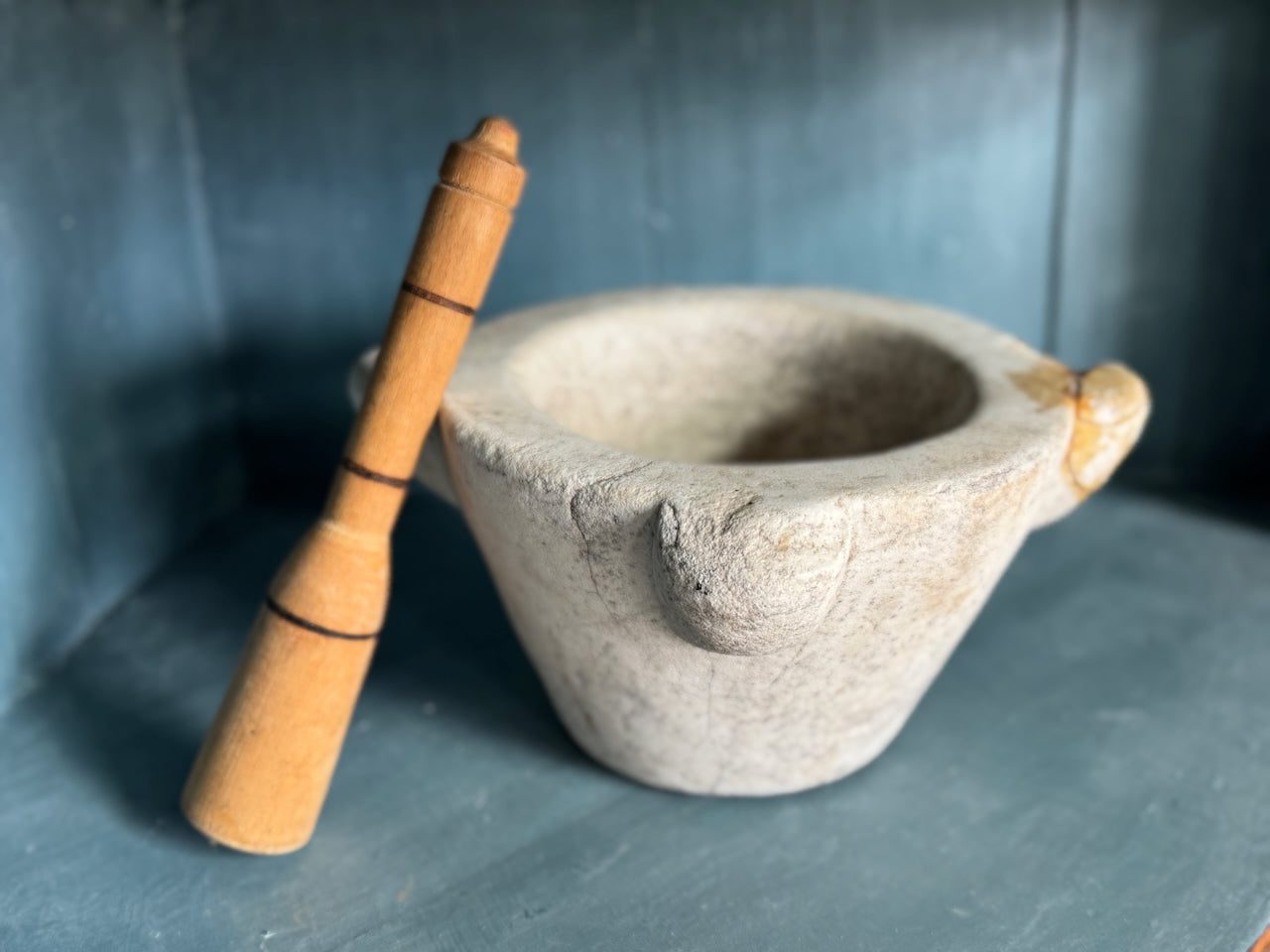 Large Vintage Stone Mortar and Pestle