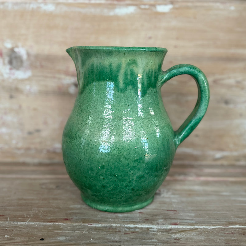19th C Glazed Green Pitcher from famous St-Jean-de-Vos