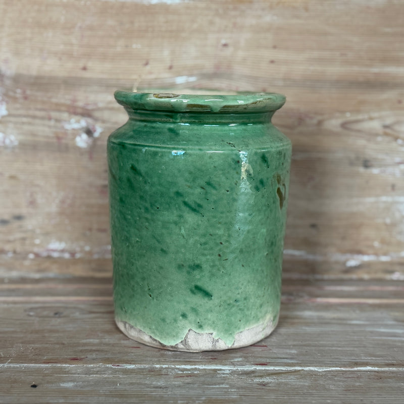 19th C Glazed Green Vase from St.-Jean-De-Fos
