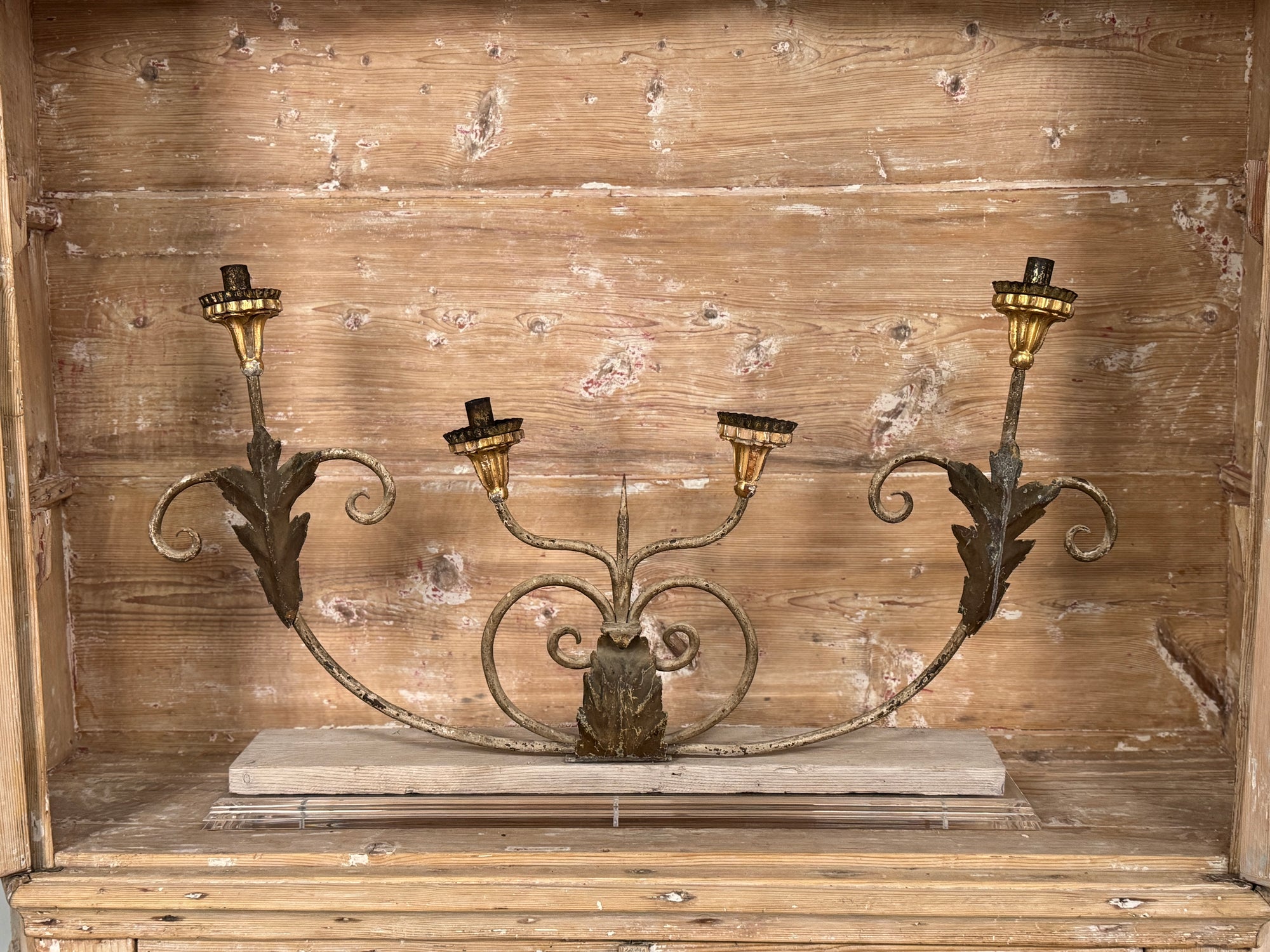 Circa 1700 Pair of Italian Candelabras on Acrylic Base