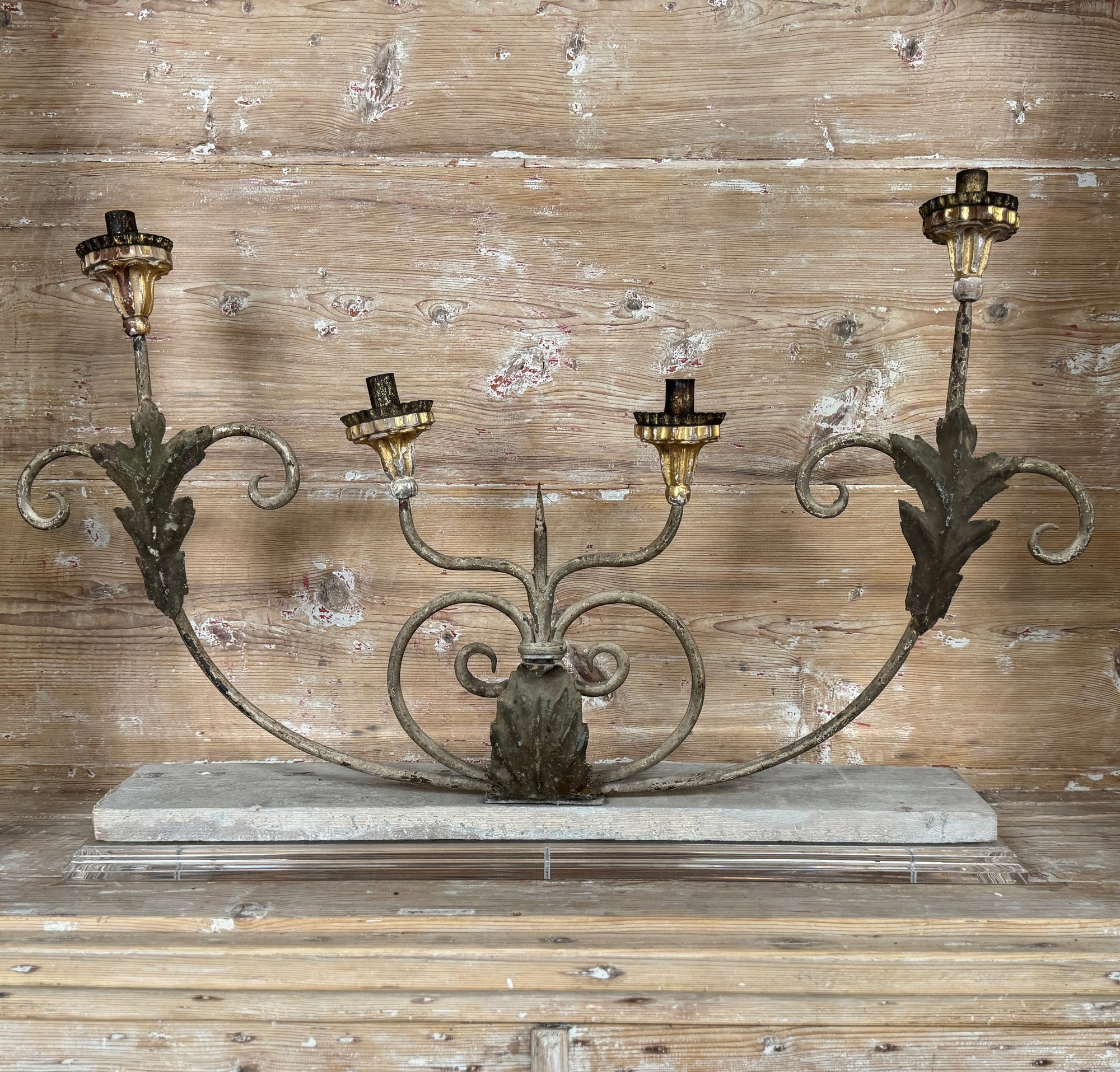 Circa 1700 Pair of Italian Candelabras on Acrylic Base
