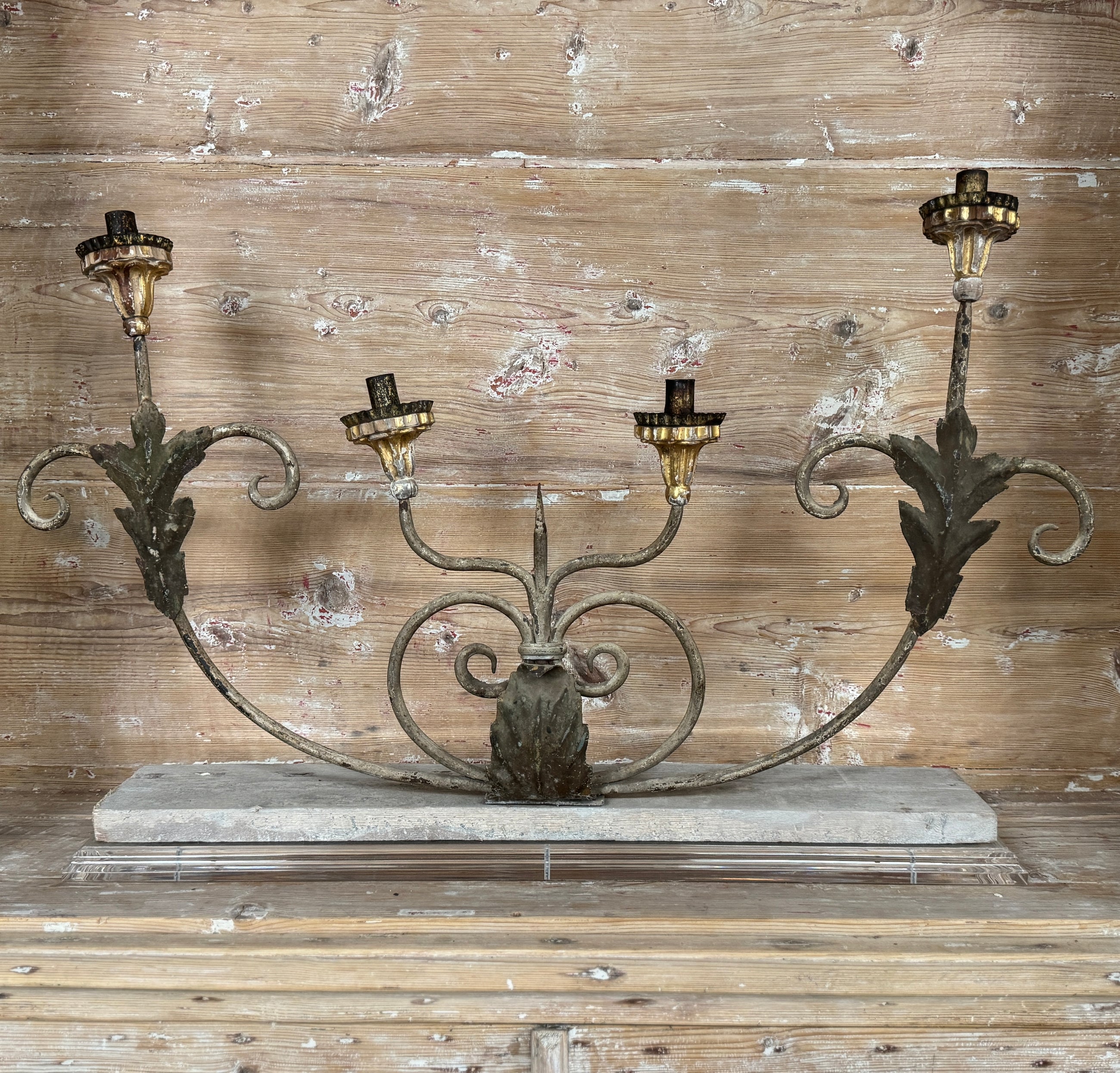 Circa 1700 Pair of Italian Candelabras on Acrylic Base