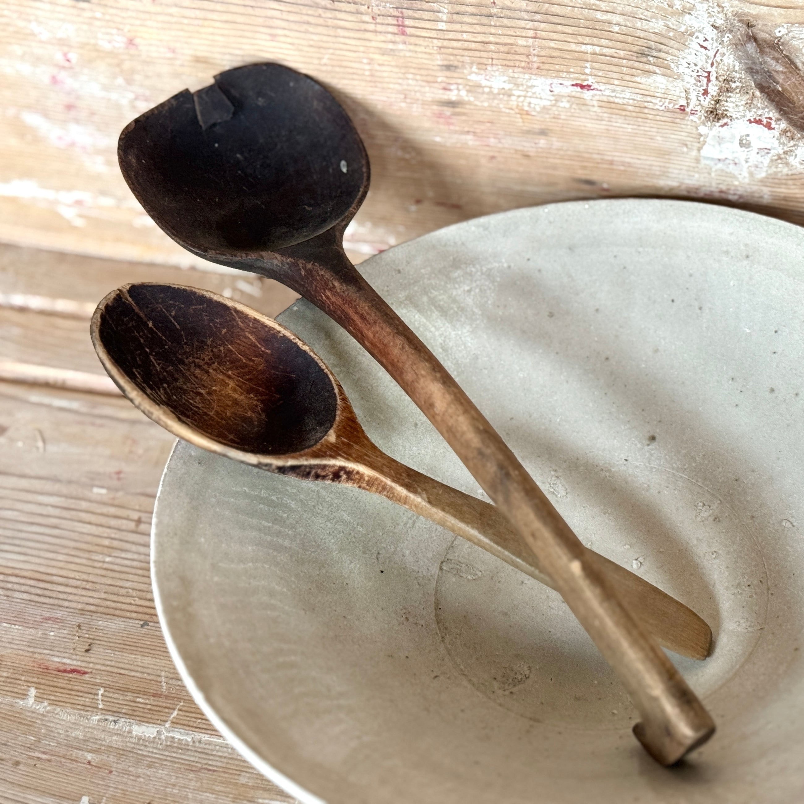 Pair of Antique Wooden Spoons