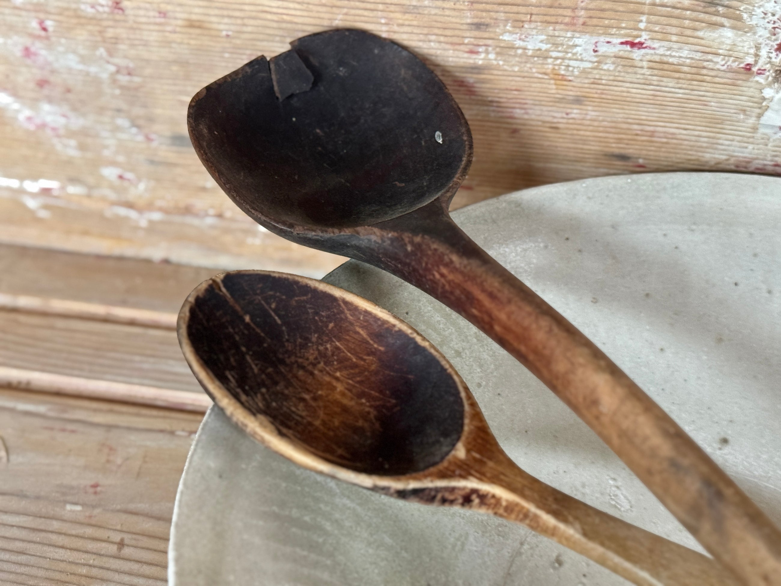 Pair of Antique Wooden Spoons