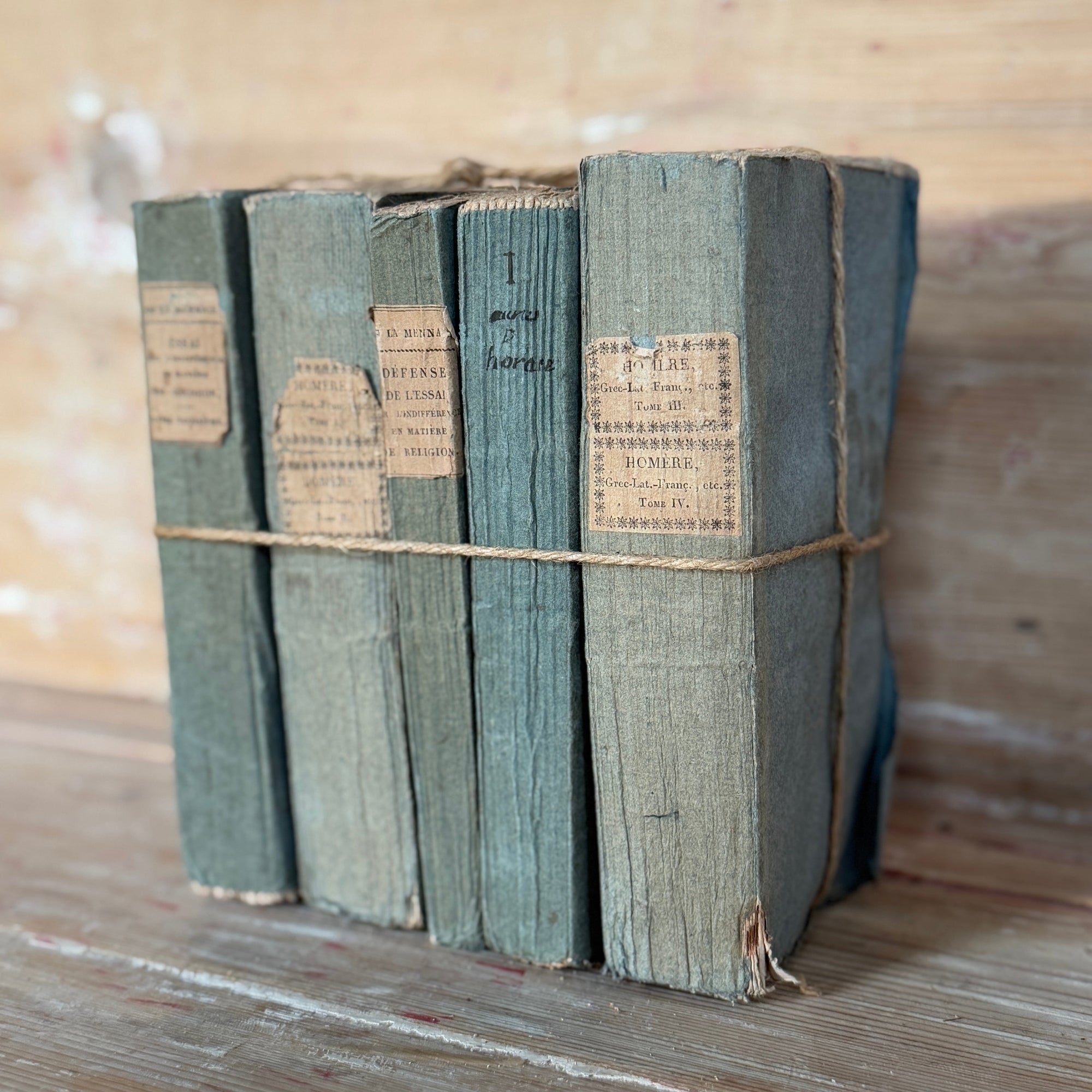 Set of Antique Variegated  Blue Books