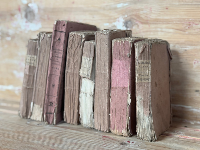 Set of 7 Antique Rose Colored Novels