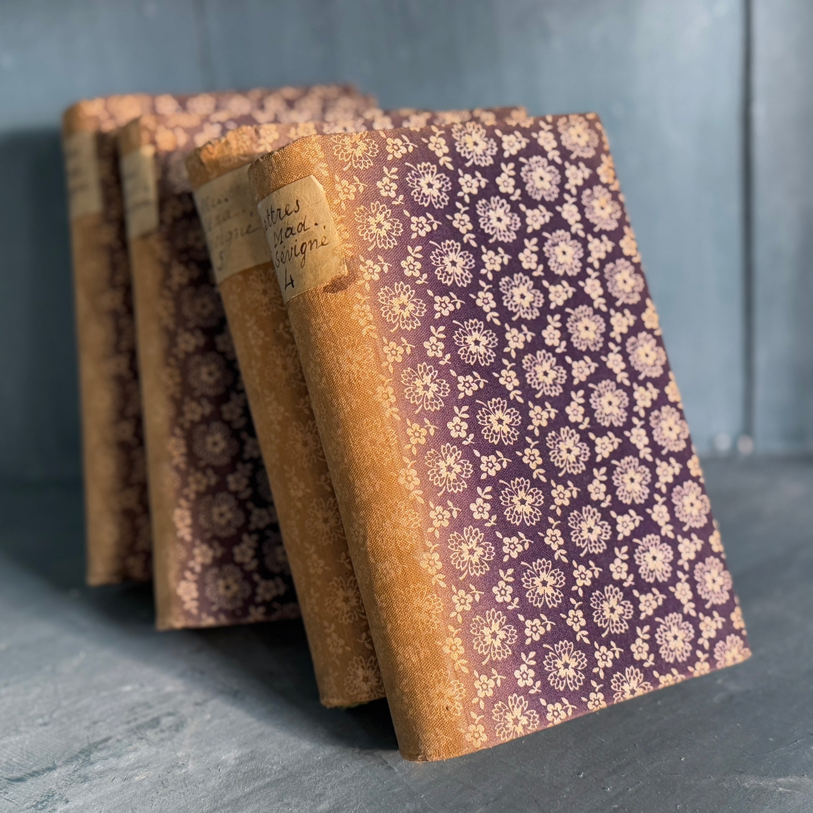 Antique Textile Patterned Books, set of 5