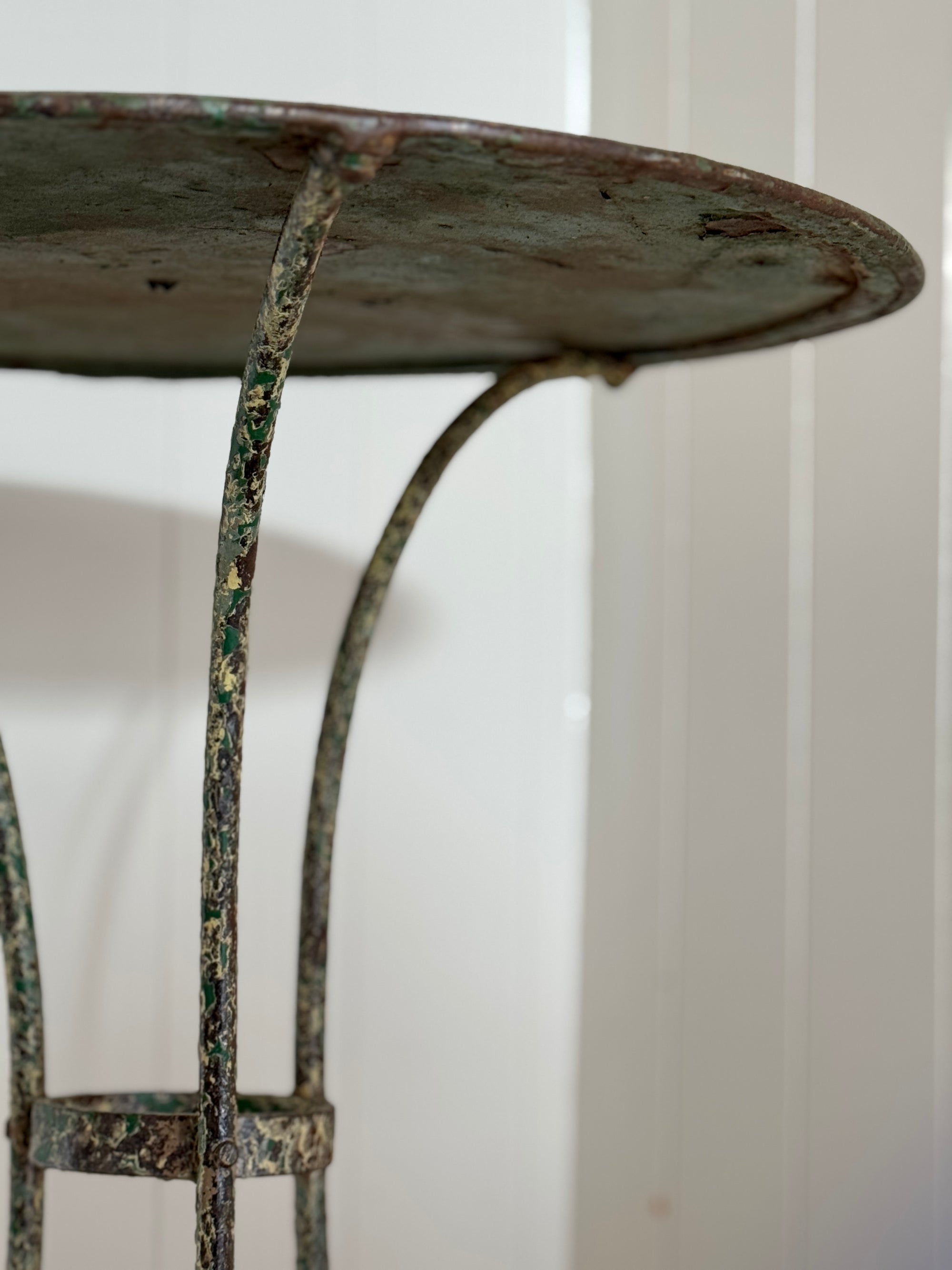 Antique French Bistro Table with Emerald Green Patina