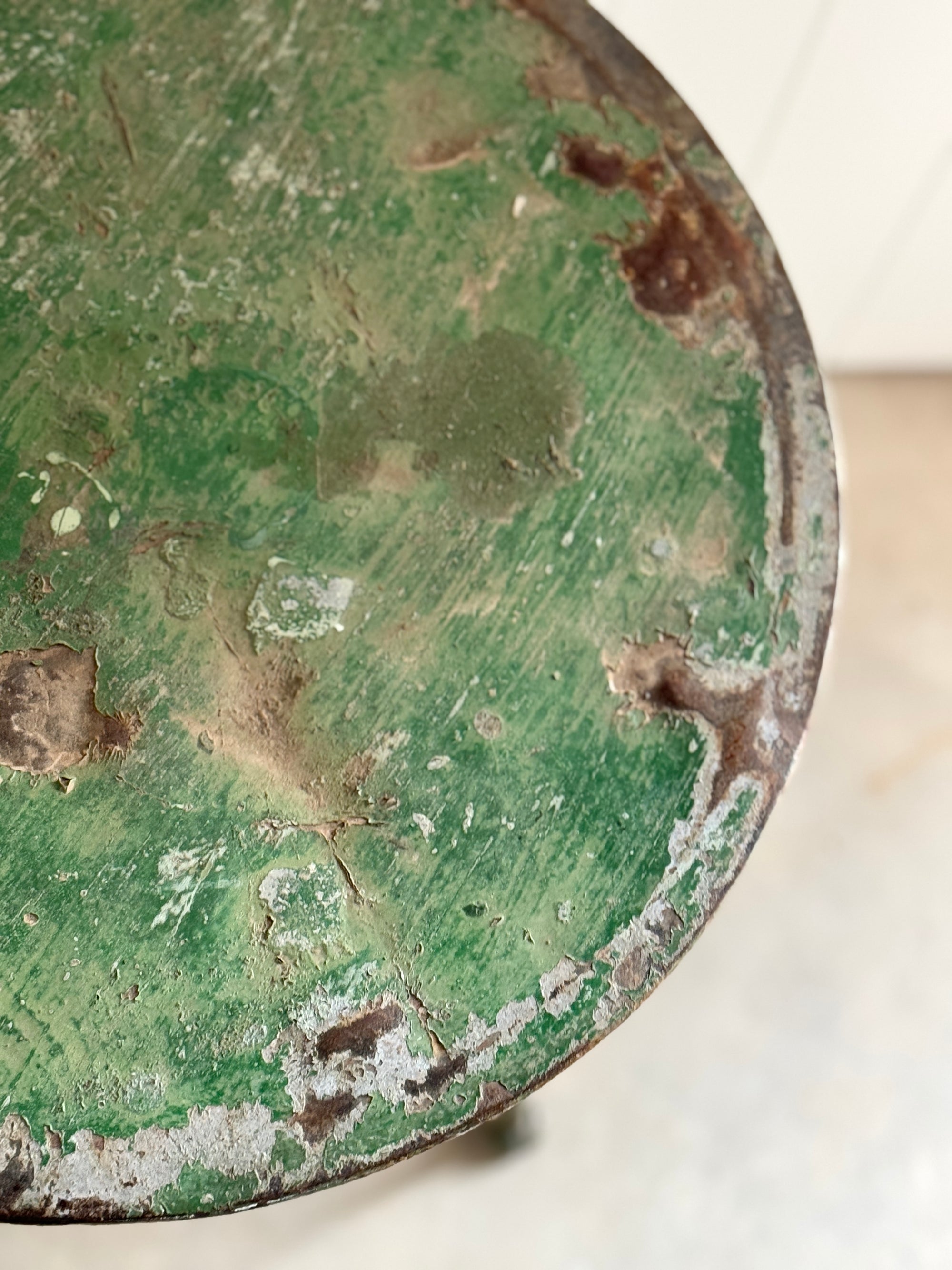 Antique French Bistro Table with Emerald Green Patina