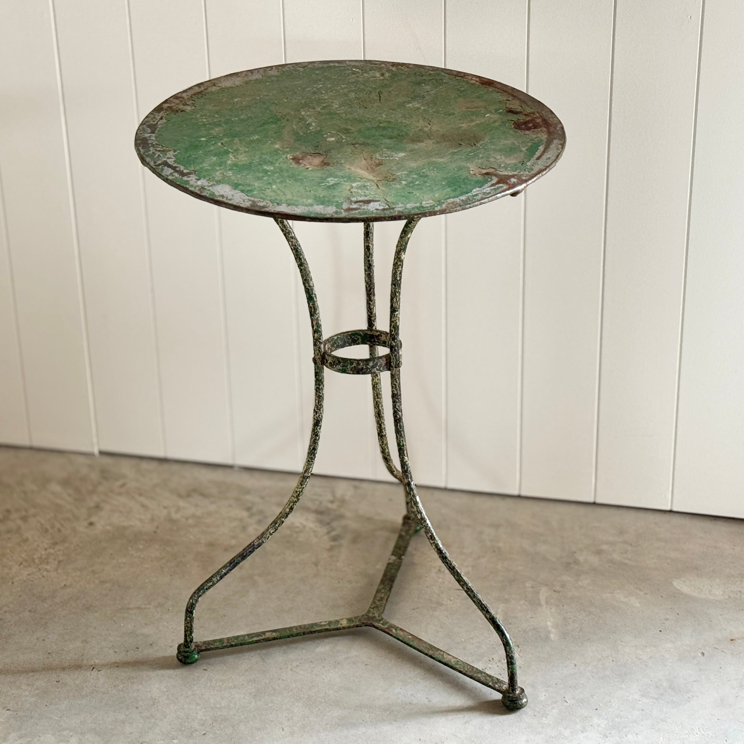 Antique French Bistro Table with Emerald Green Patina