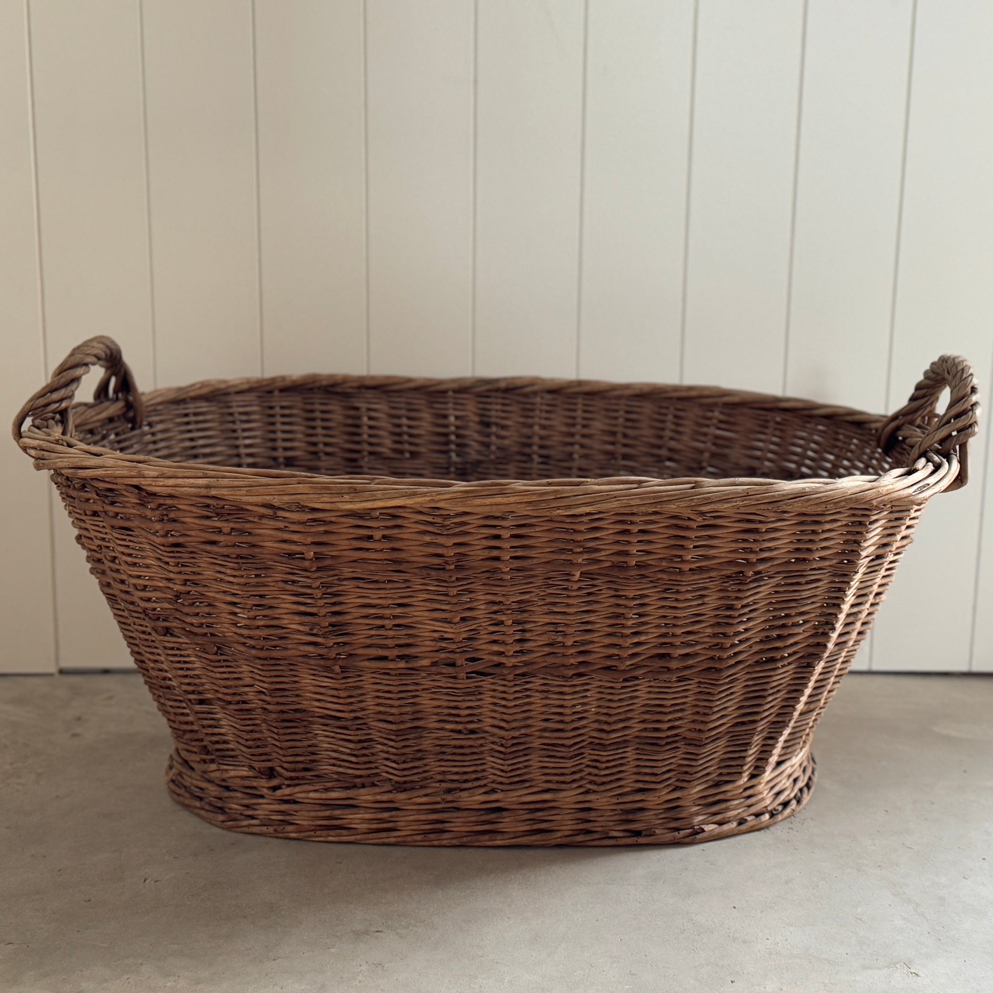 Belgian Vintage Wicker Laundry Basket