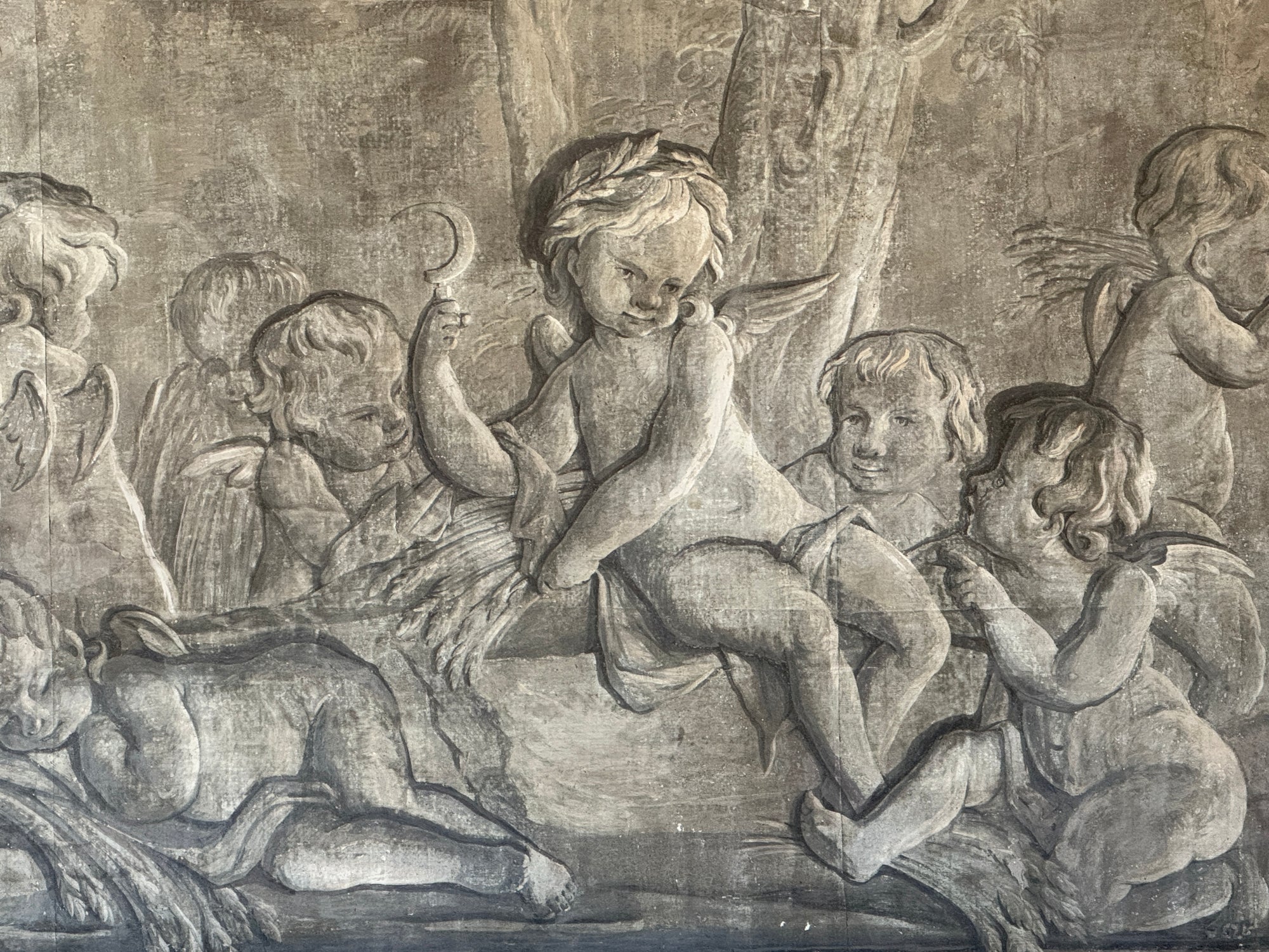 Pair of Louis XVI Era Painted Four Seasons Grisailles