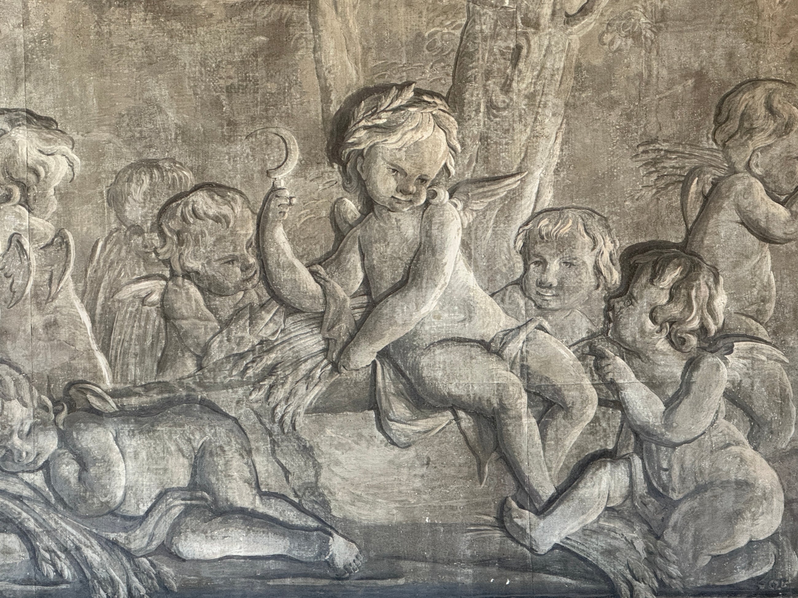 Pair of Louis XVI Era Painted Four Seasons Grisailles