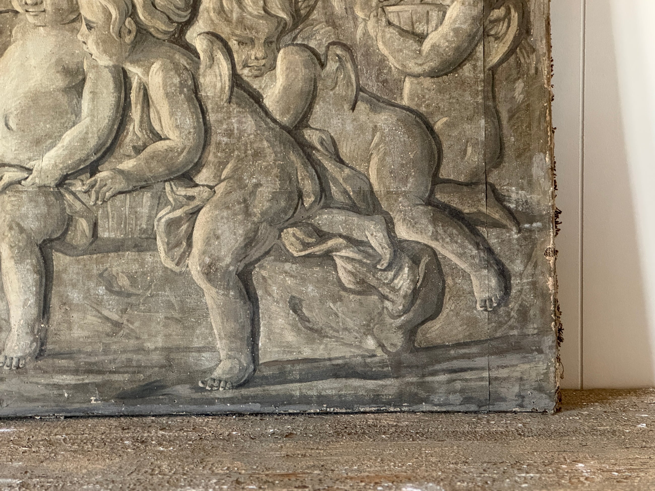 Pair of Louis XVI Era Painted Four Seasons Grisailles