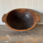 Antique French Wooden Dough Bowl with Handles