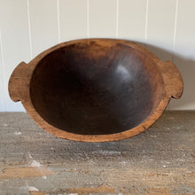 Antique French Wooden Dough Bowl with Handles