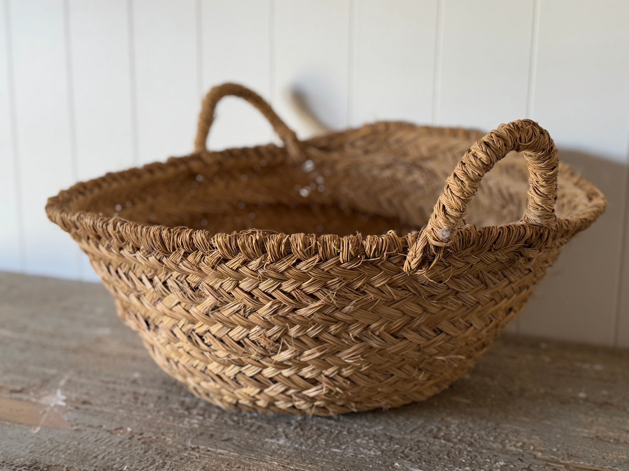 Vintage Spanish Olive Basket, large