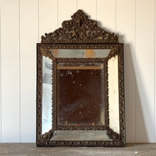 19th C Flemish Mirror with Ornate Crest and Original Glass