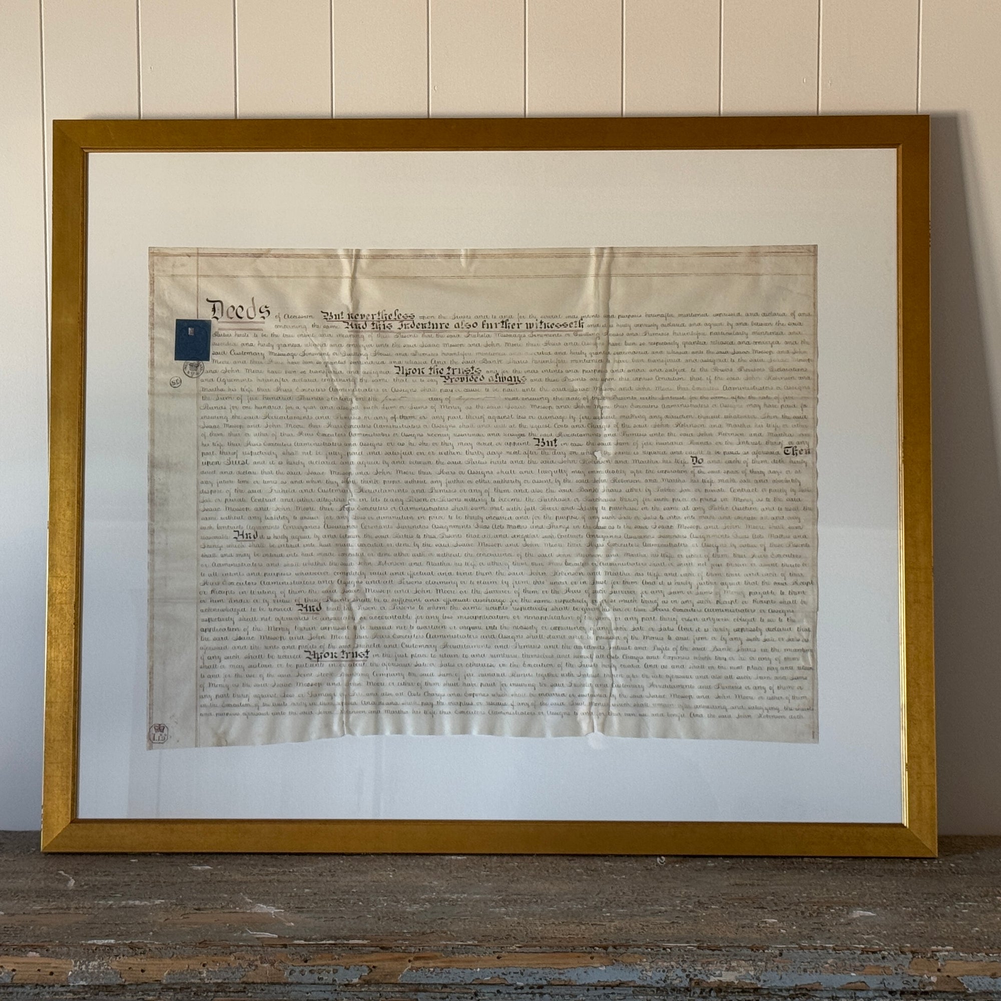 Framed Indenture Paper