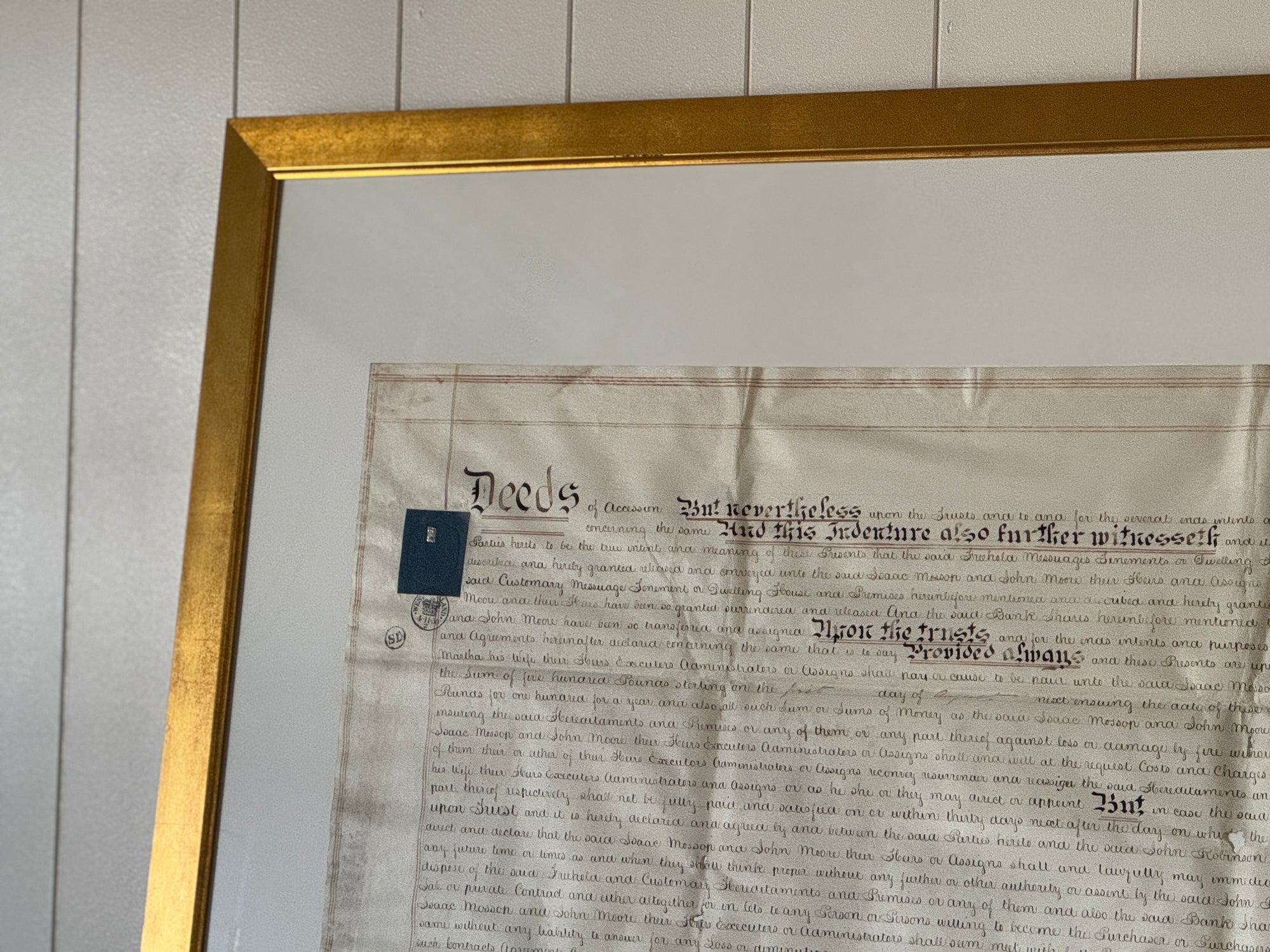 Framed Indenture Paper