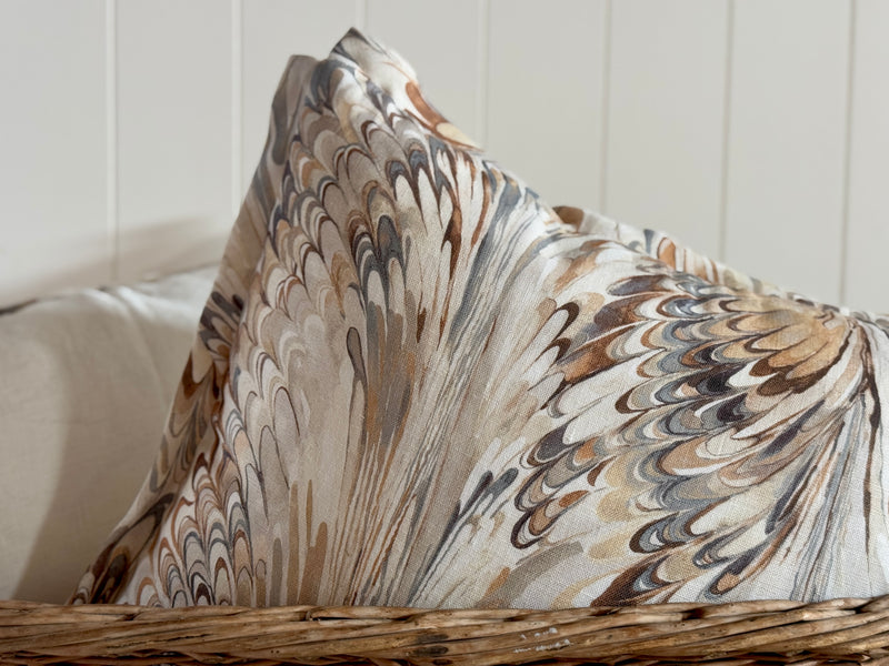 Marbleized Pillow Cover with Matching Flange