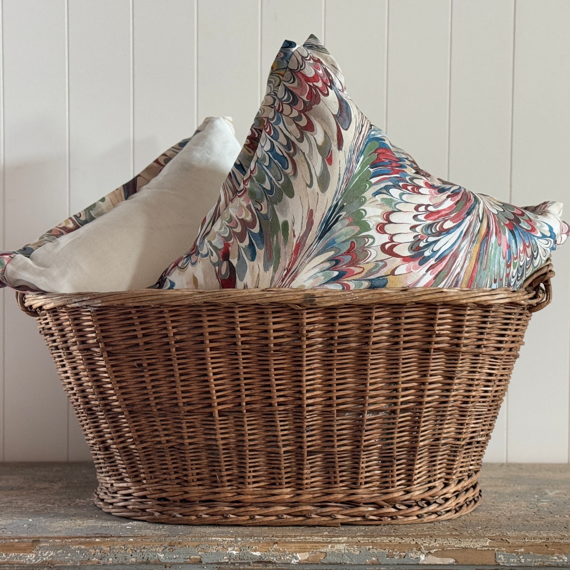 Marbleized Pillow Cover with Matching Flange