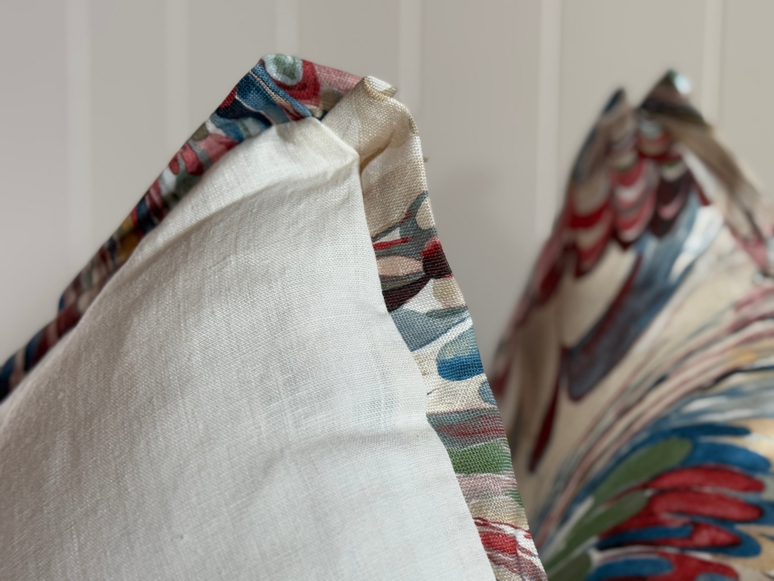 Linen Pillow Cover with Marbleized Flange