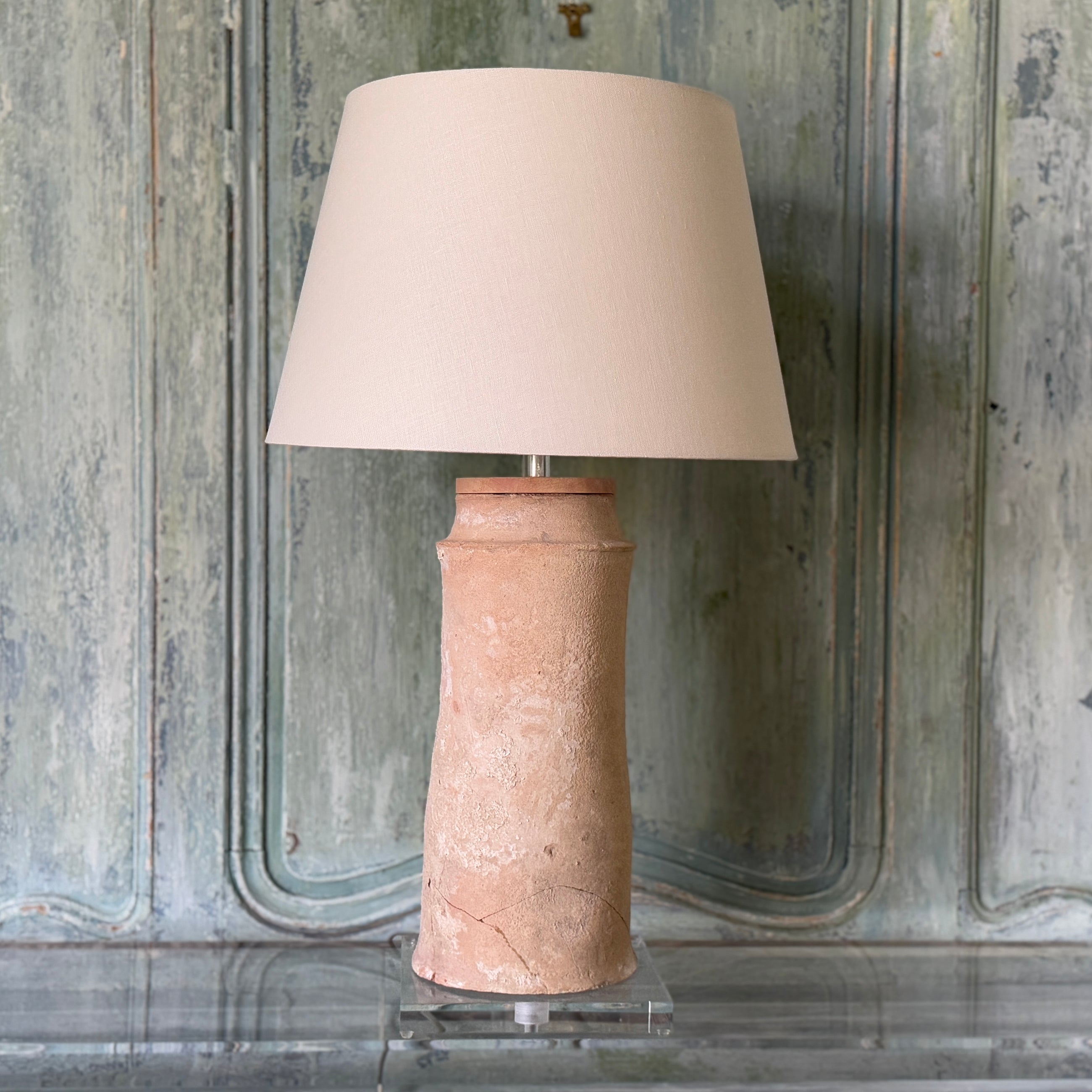 Spanish Terra Cotta Rain Spout Lamp circa 17th C