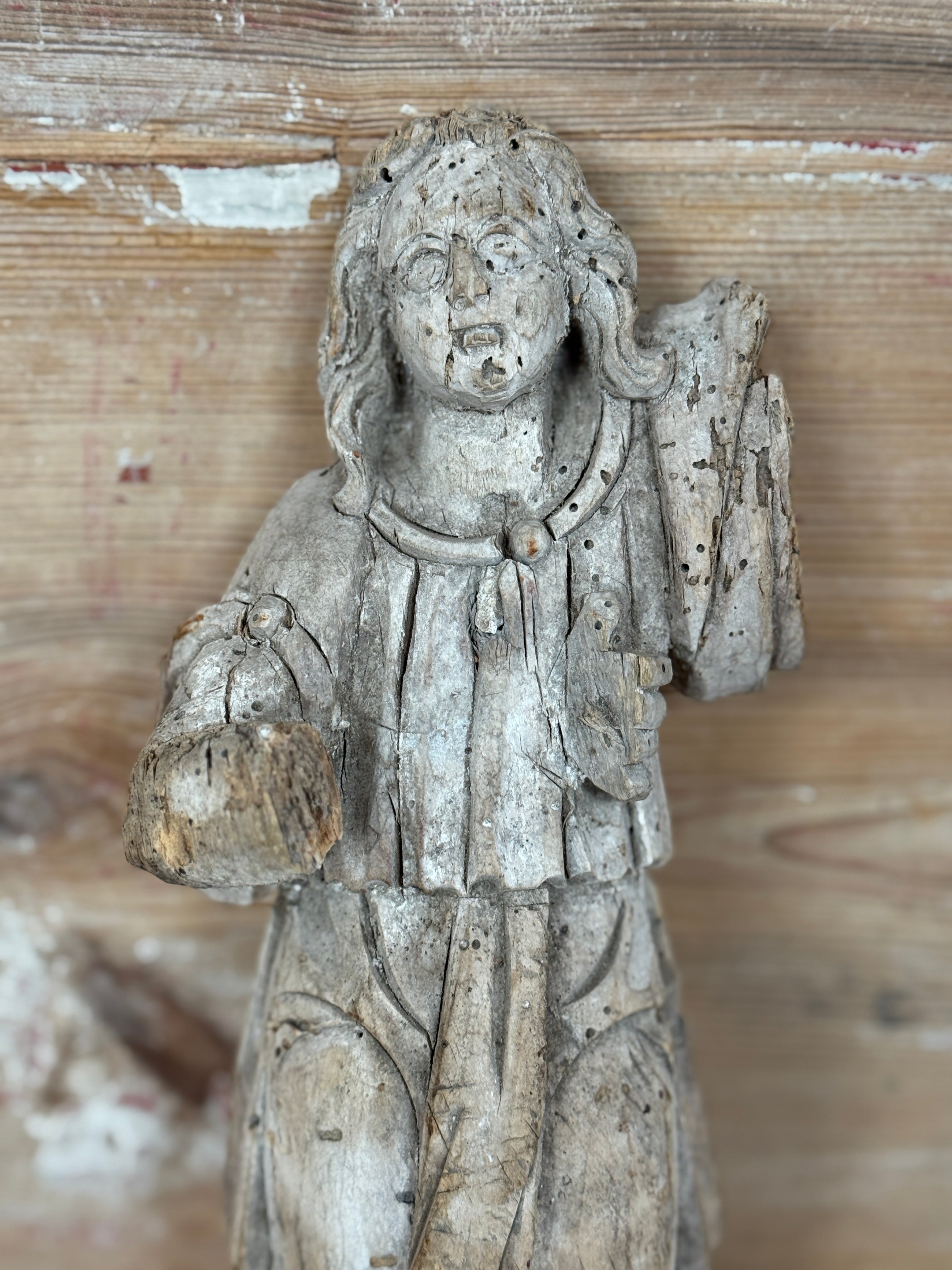 18th C. Wood Statue of Saint