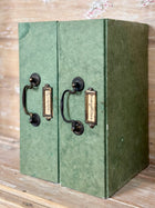 Vintage French Green Documents Box with Brass Handle