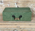 Vintage French Green Documents Box with Brass Handle