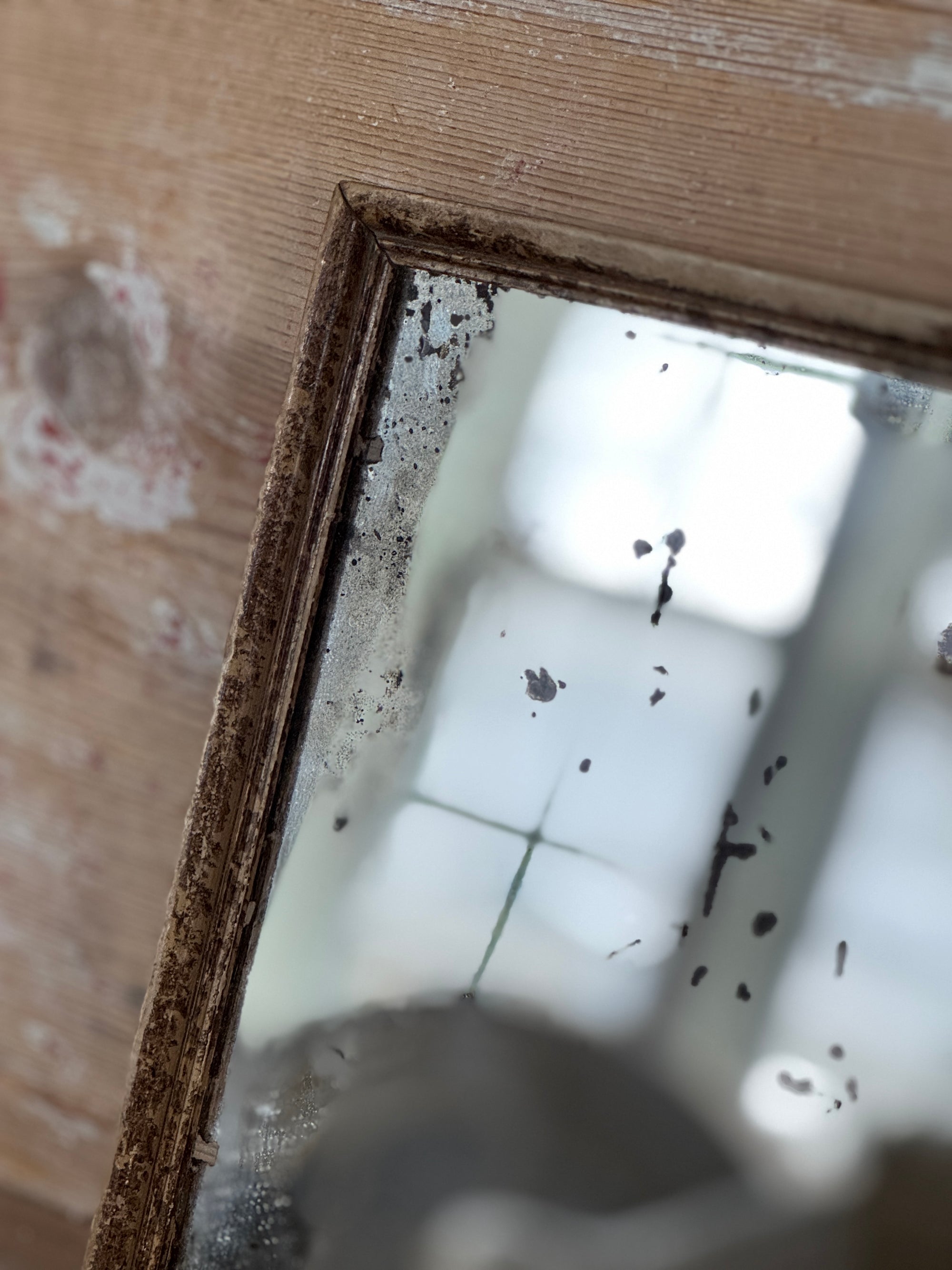 Antique French Mercury Glass Mirror with Distressed Patina