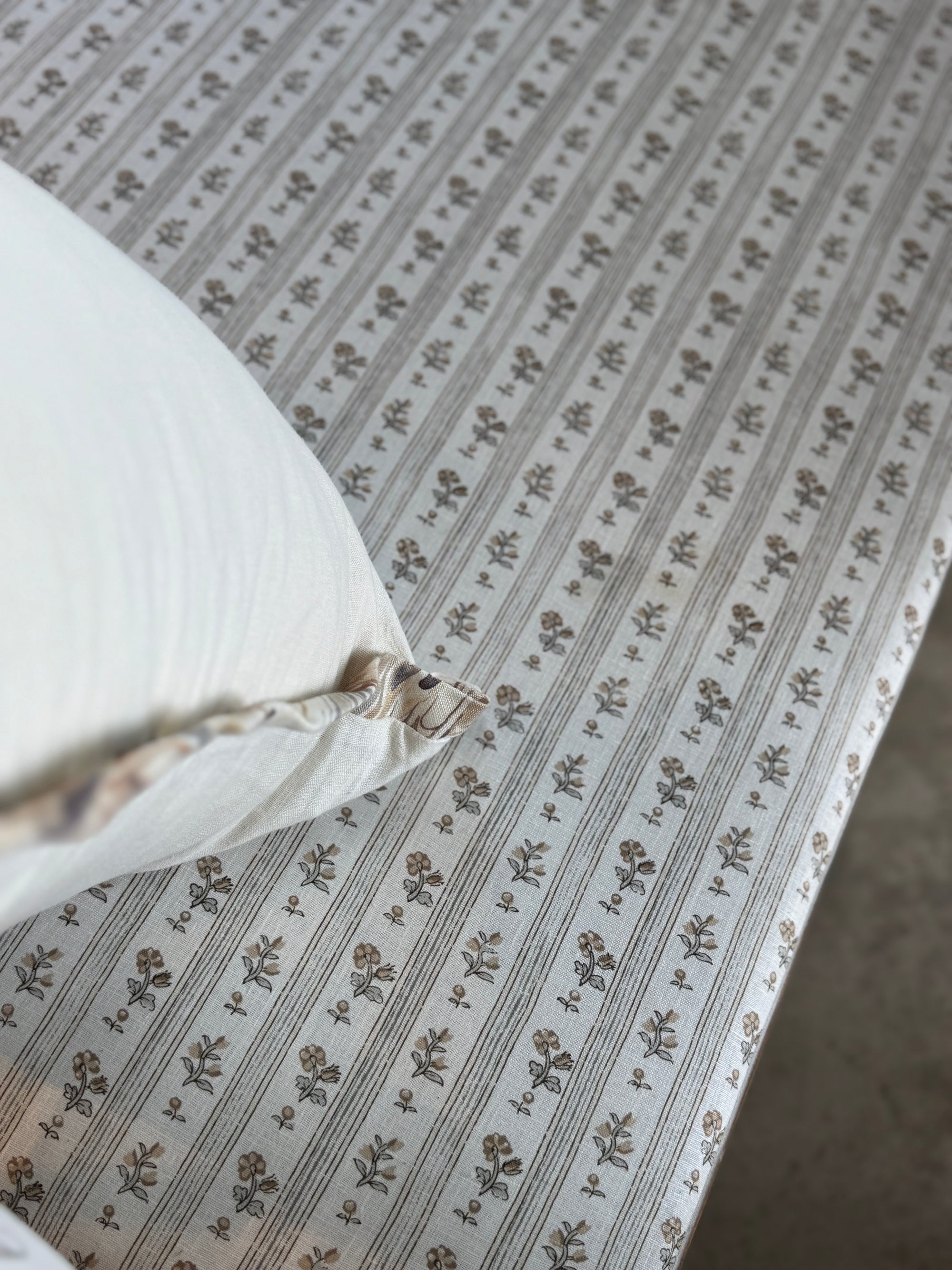 Antique Swedish Daybed with Fluted Apron and Schumacher Fabric 19th C