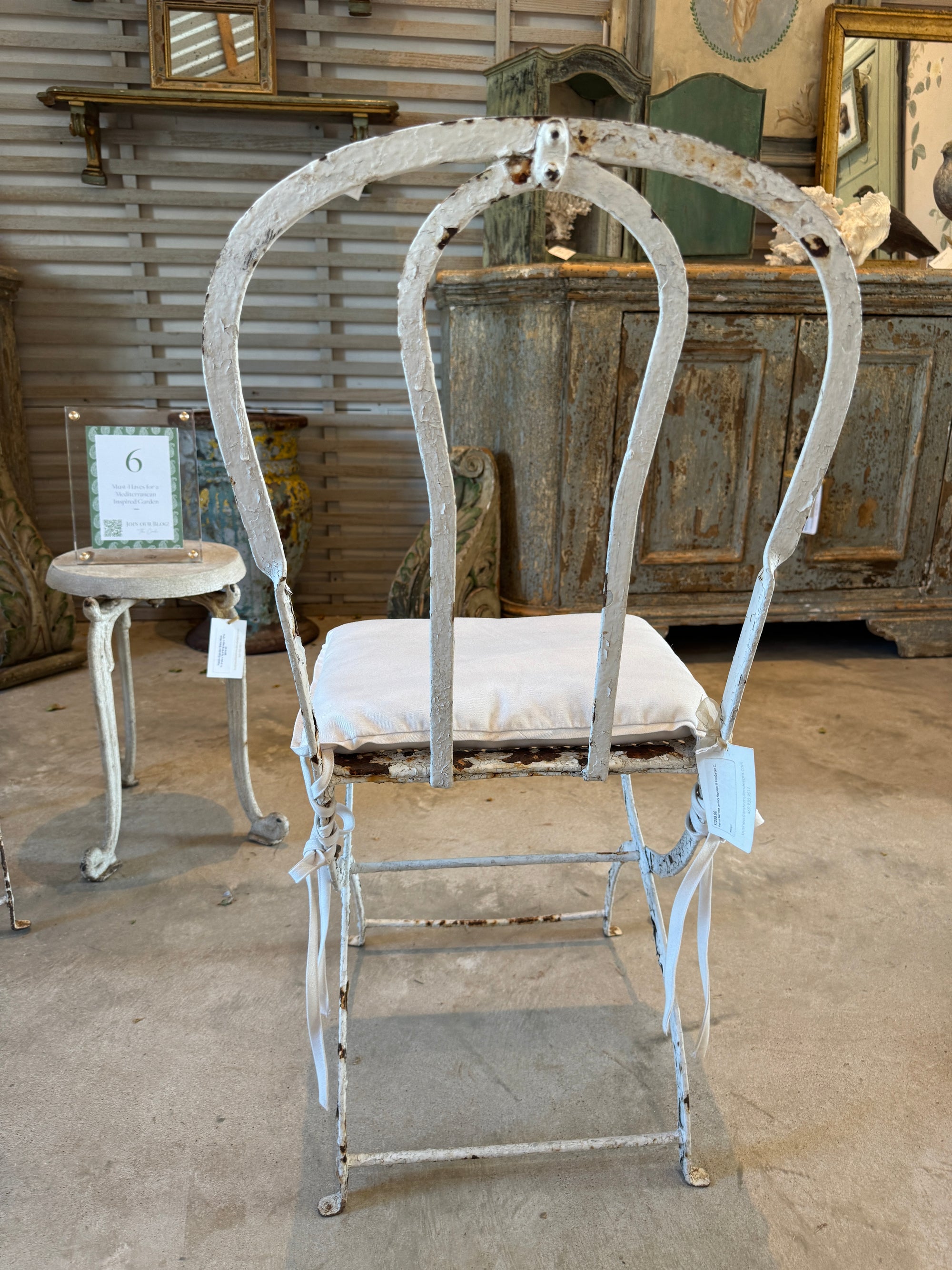 Pair of Napoleon III French Folding Garden Chairs with Aged Patina