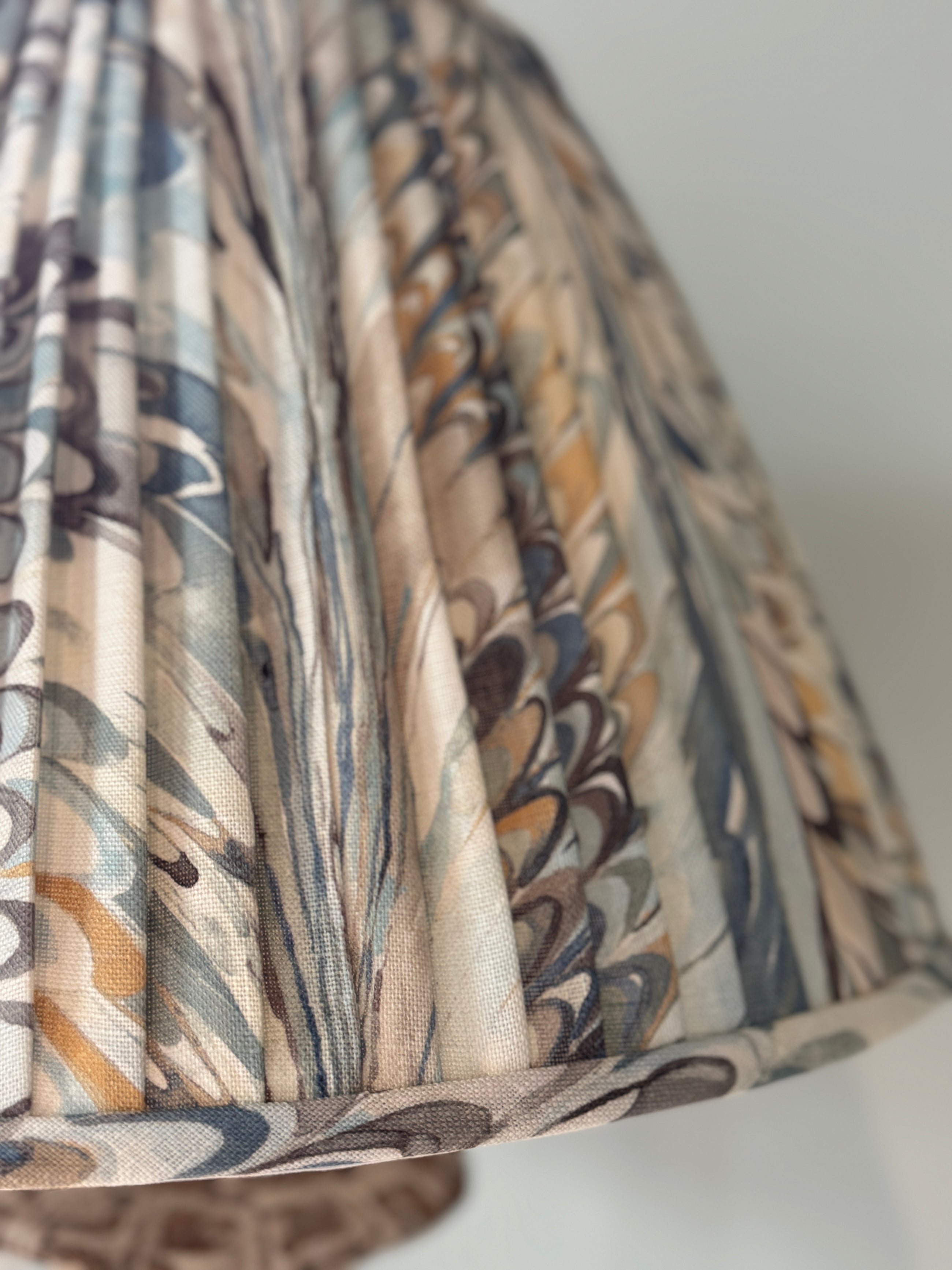 Spanish Heritage Candlestick Floor Lamp with Marbled Pleated Shade