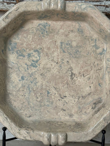 Vintage Marbelized Pichon d'Uzes Low Serving Bowl