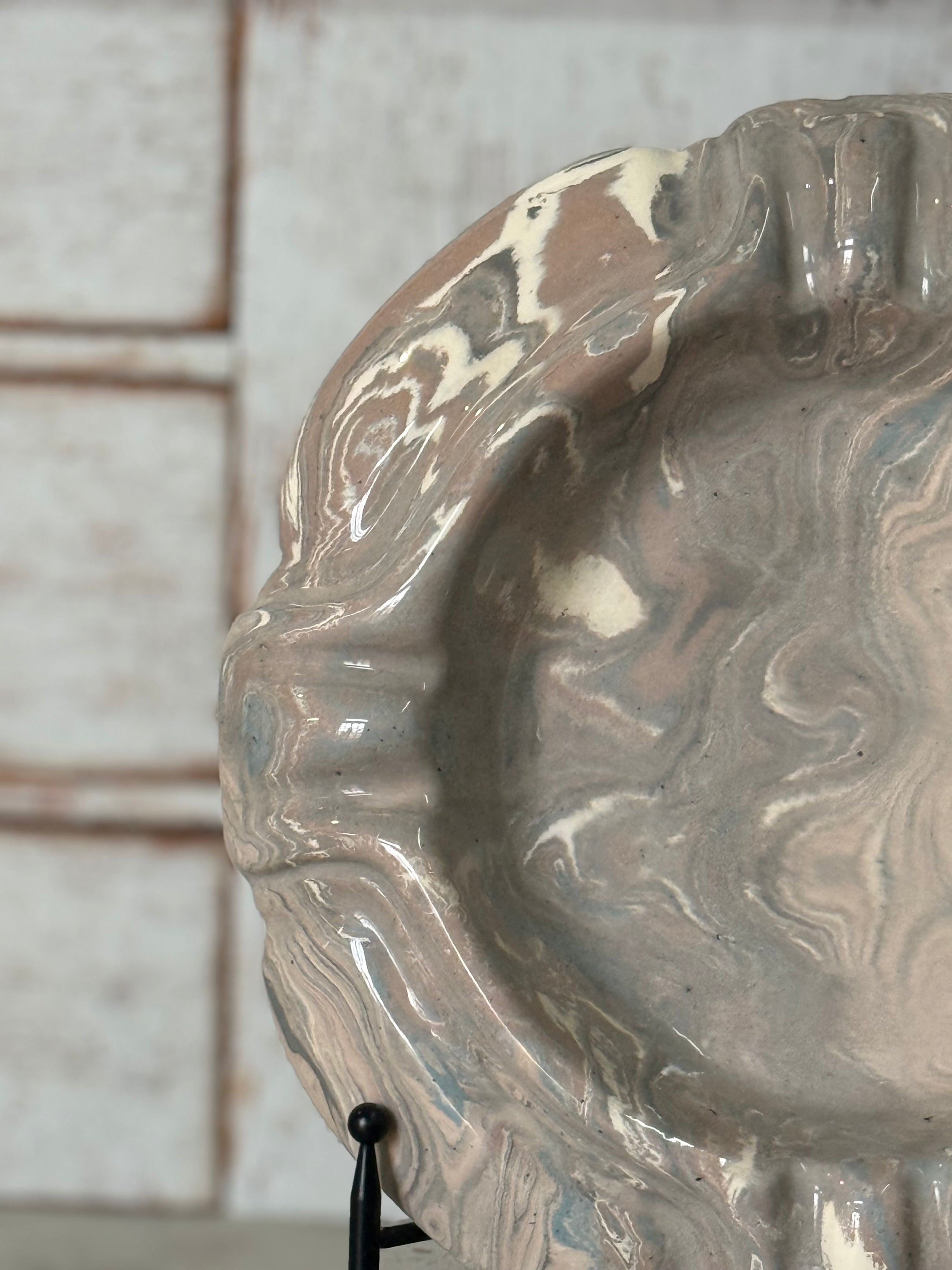 Vintage Marbelized Pichon d'Uzes Trinket Bowl