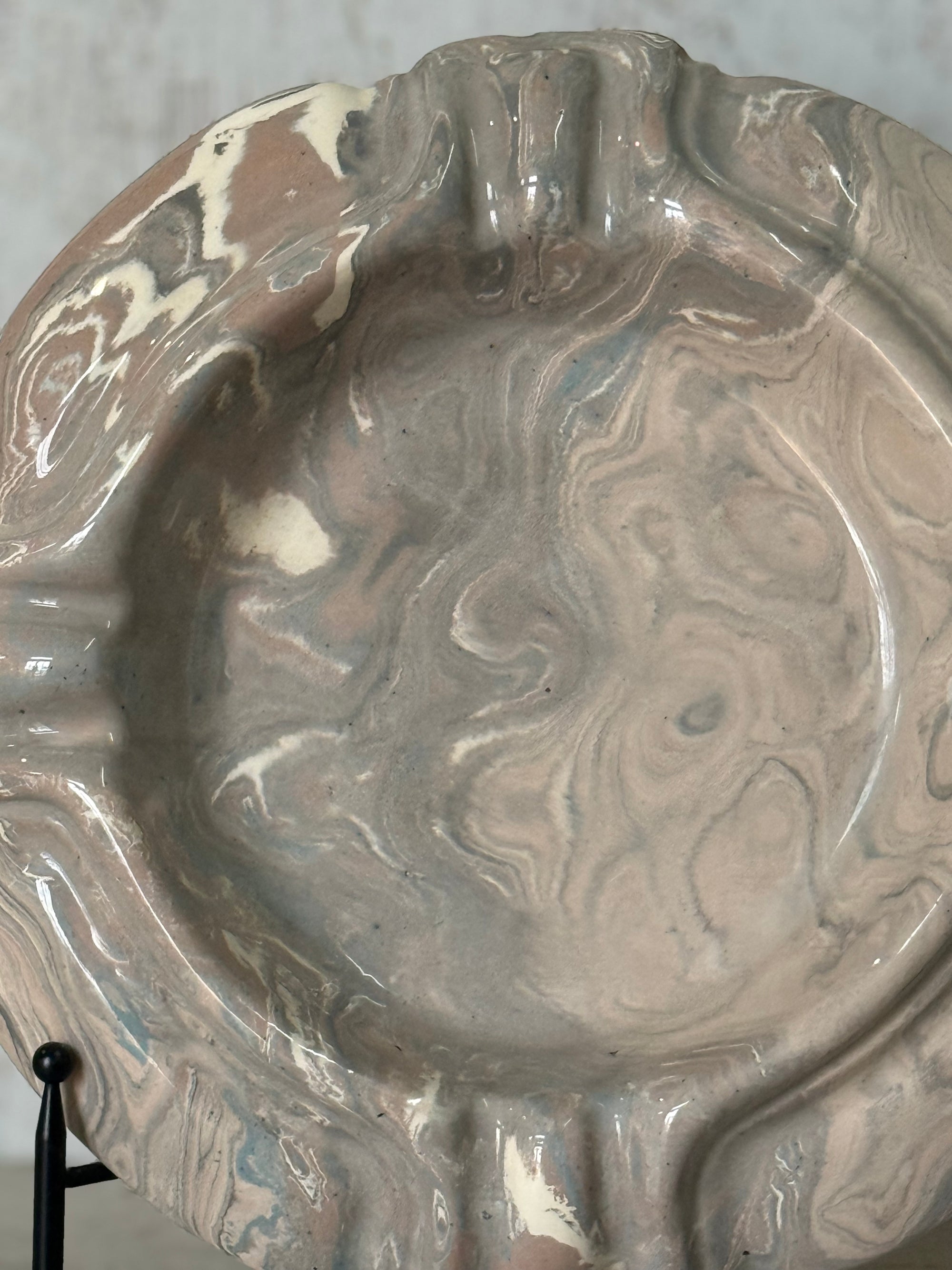 Vintage Marbelized Pichon d'Uzes Trinket Bowl