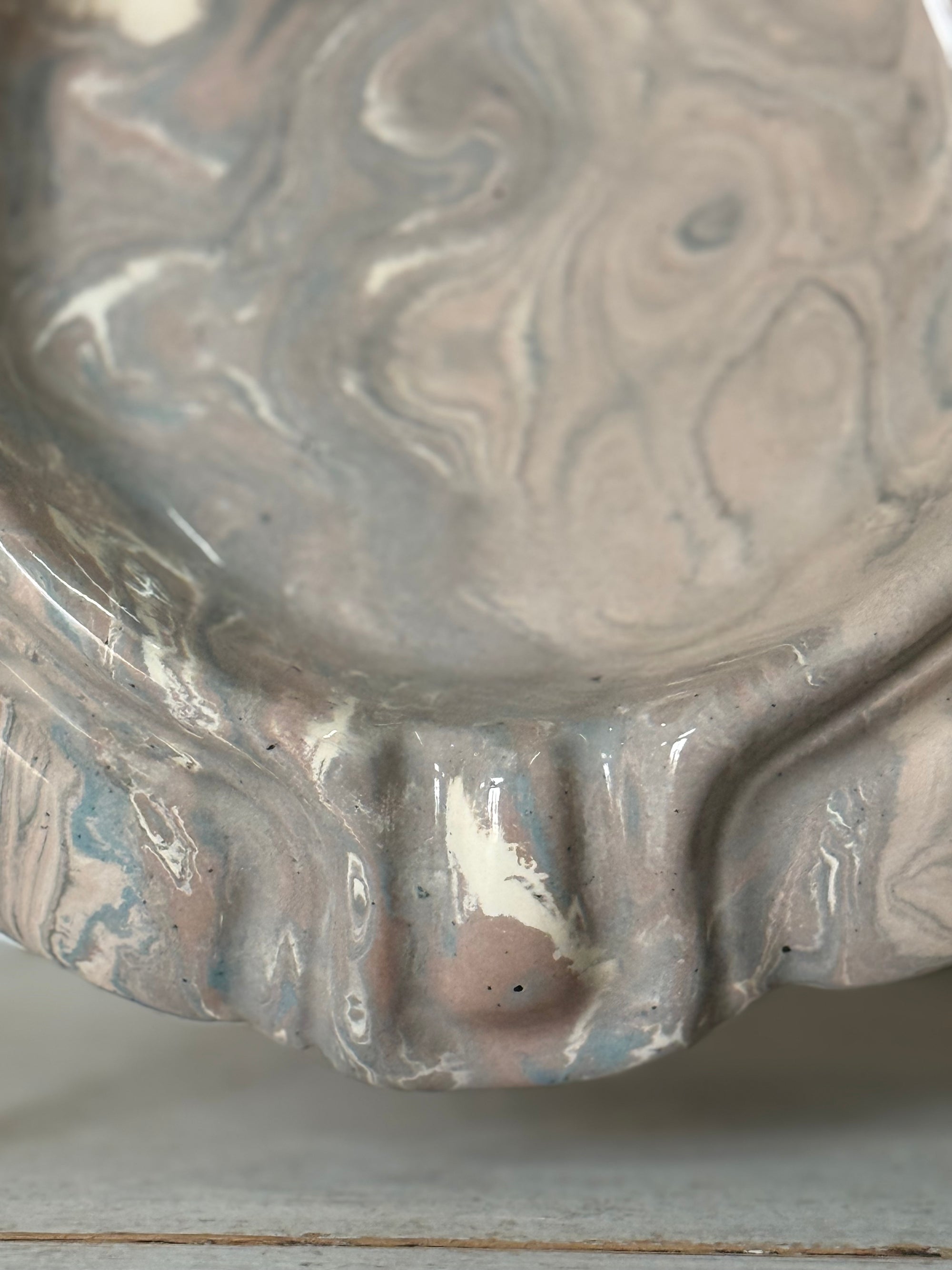 Vintage Marbelized Pichon d'Uzes Trinket Bowl