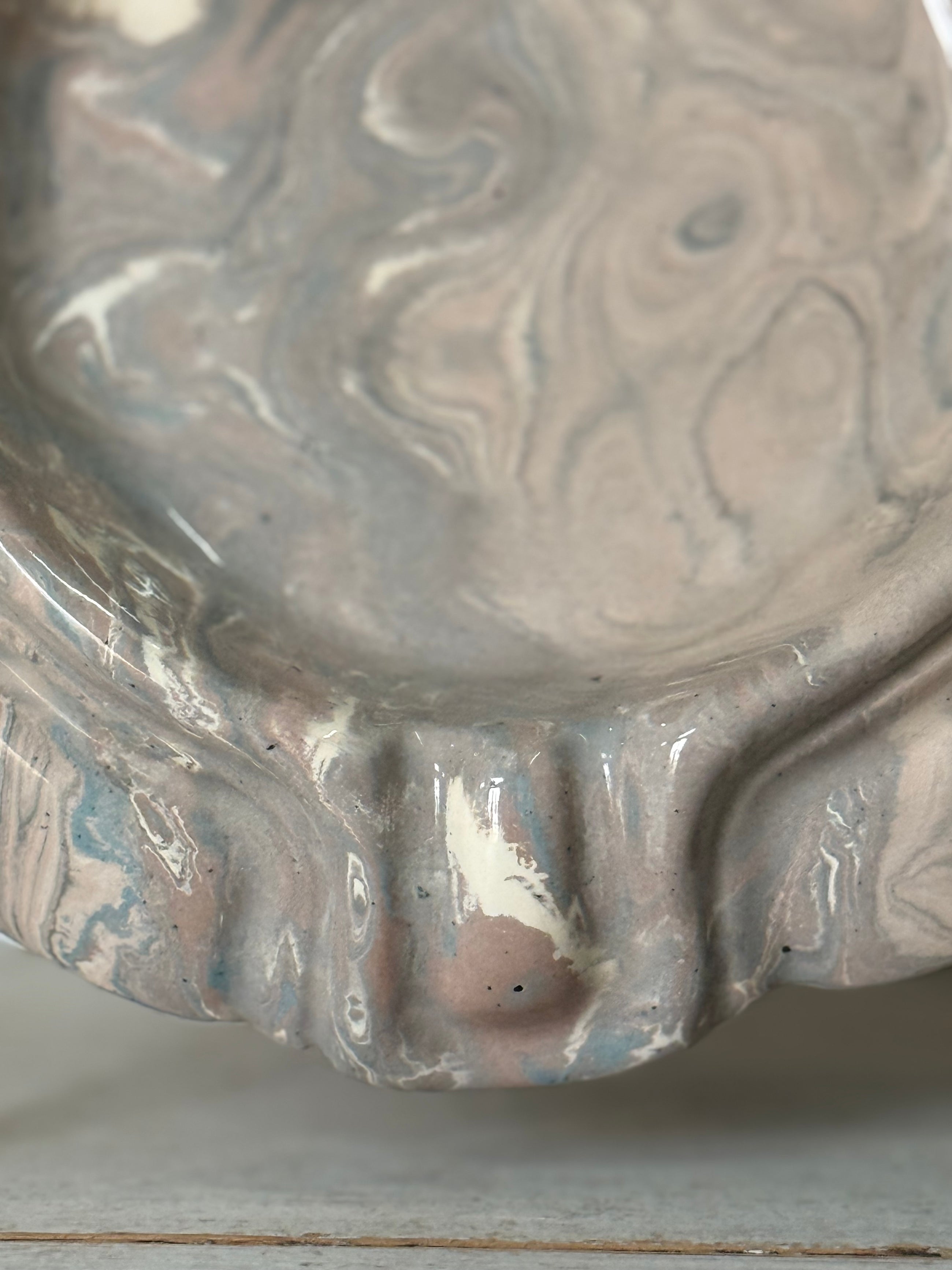 Vintage Marbelized Pichon d'Uzes Trinket Bowl