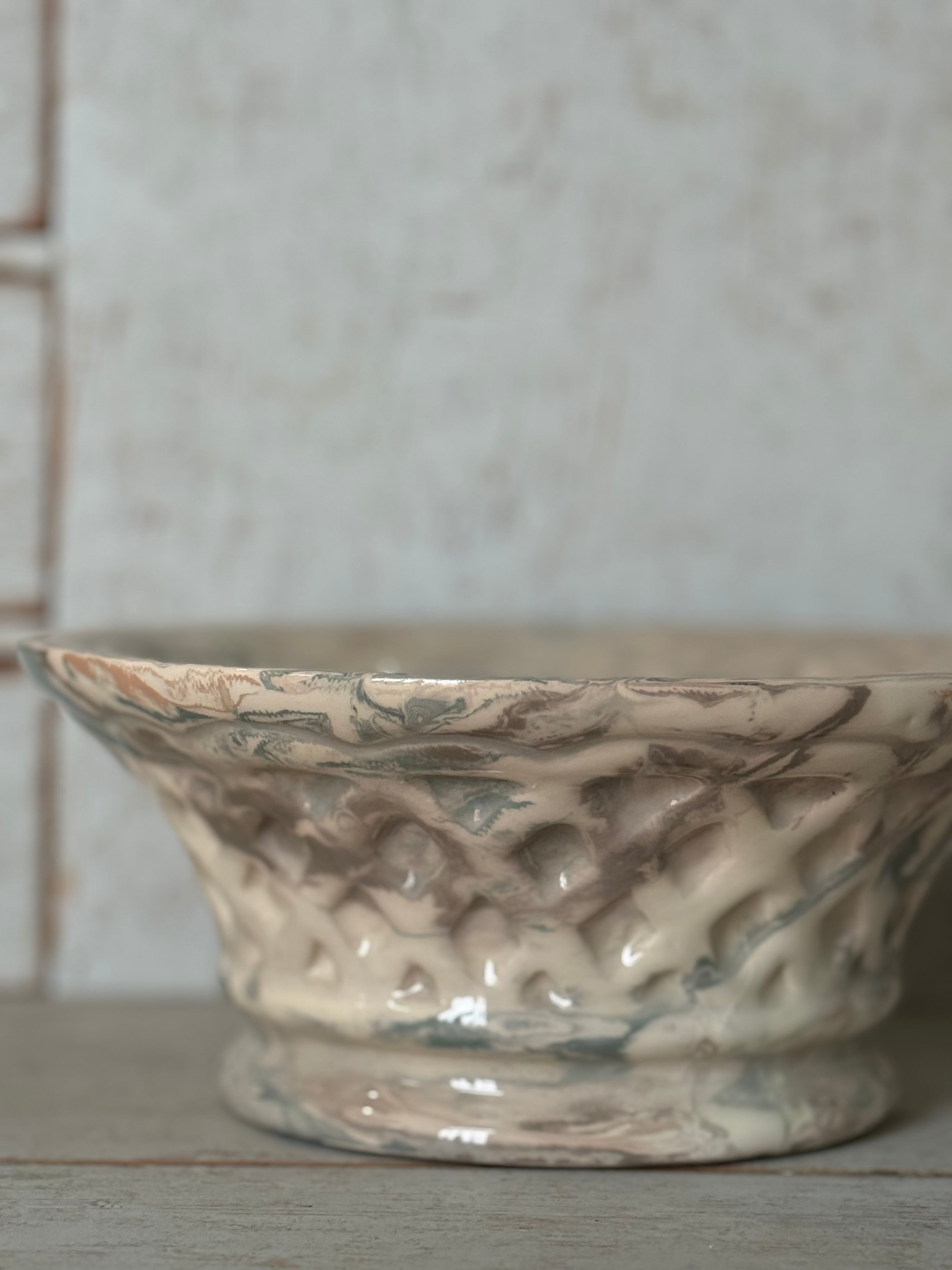 Vintage Marbelized Pichon d'Uzes Decorative Bowl