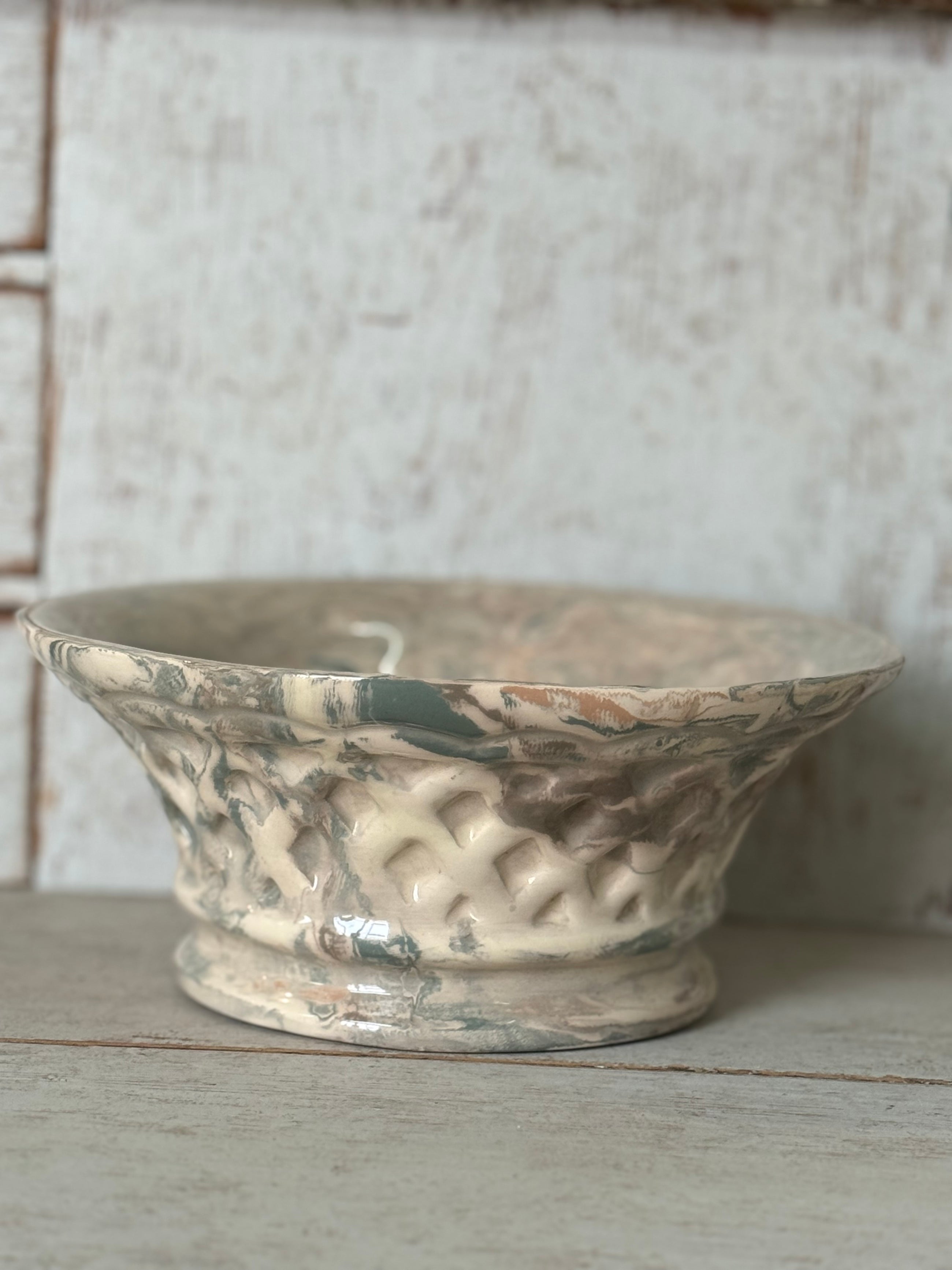 Vintage Marbelized Pichon d'Uzes Decorative Bowl