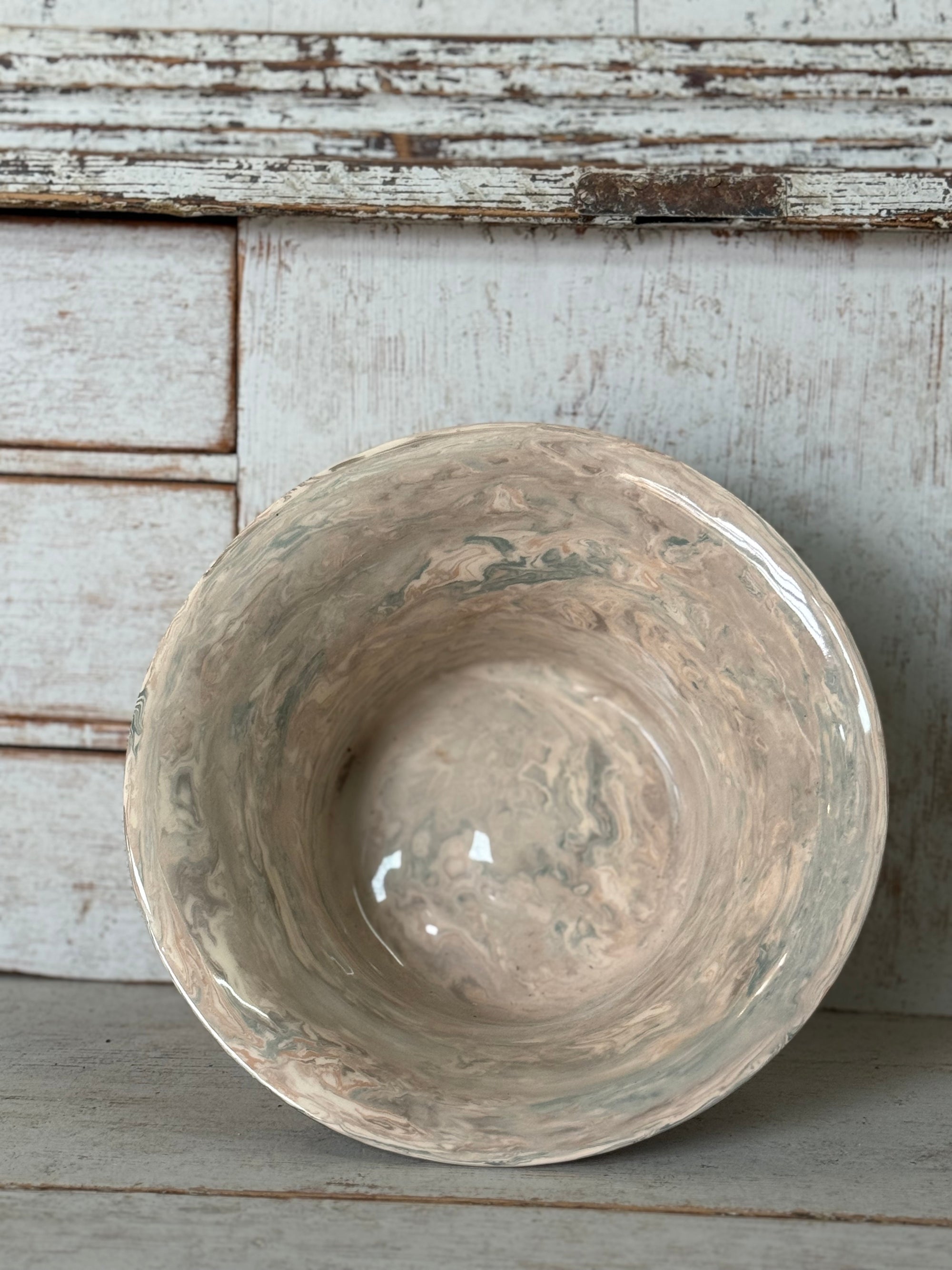 Vintage Marbelized Pichon d'Uzes Decorative Bowl