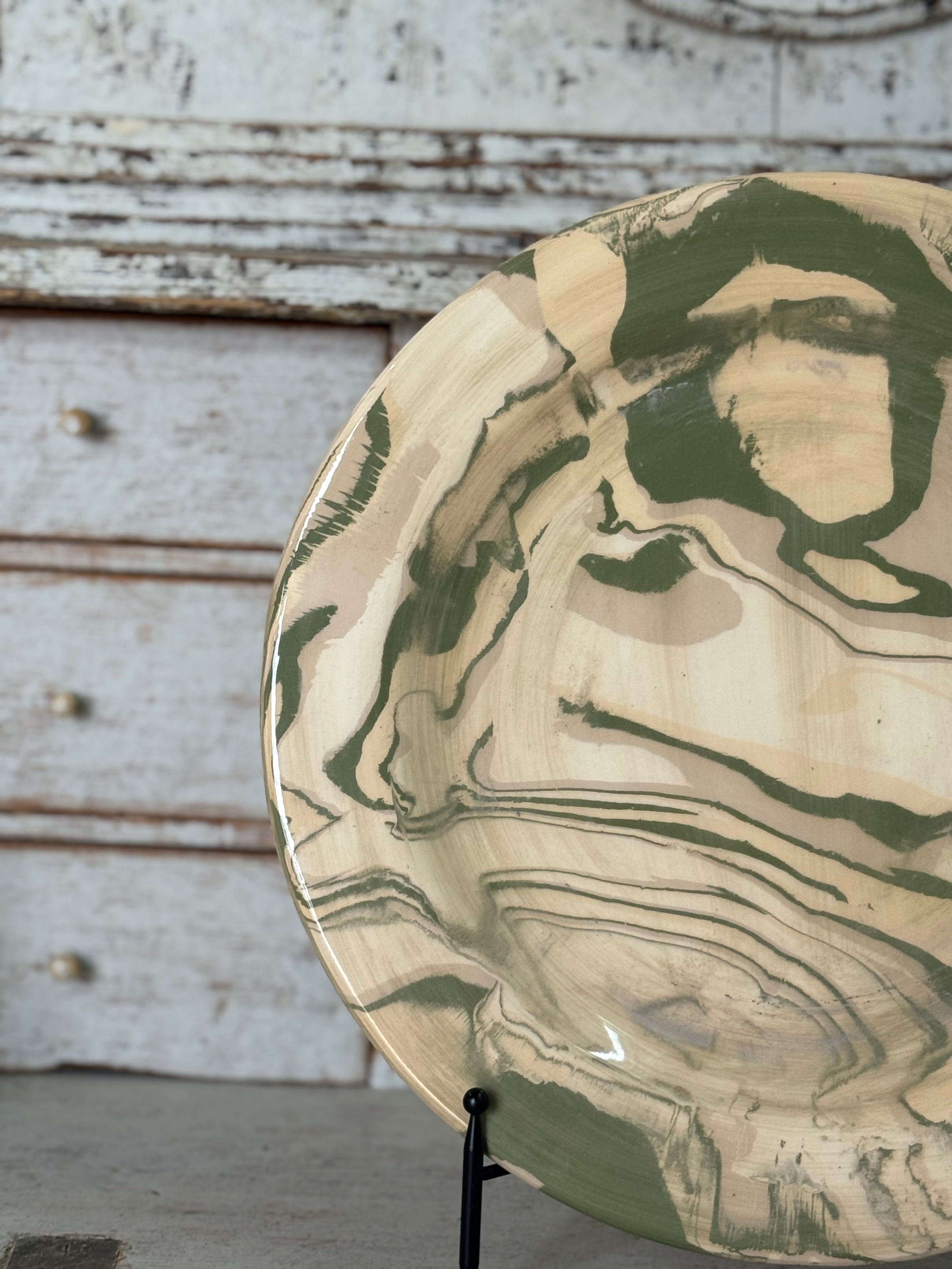 Vintage Marbelized Pichon d'Uzes Plate