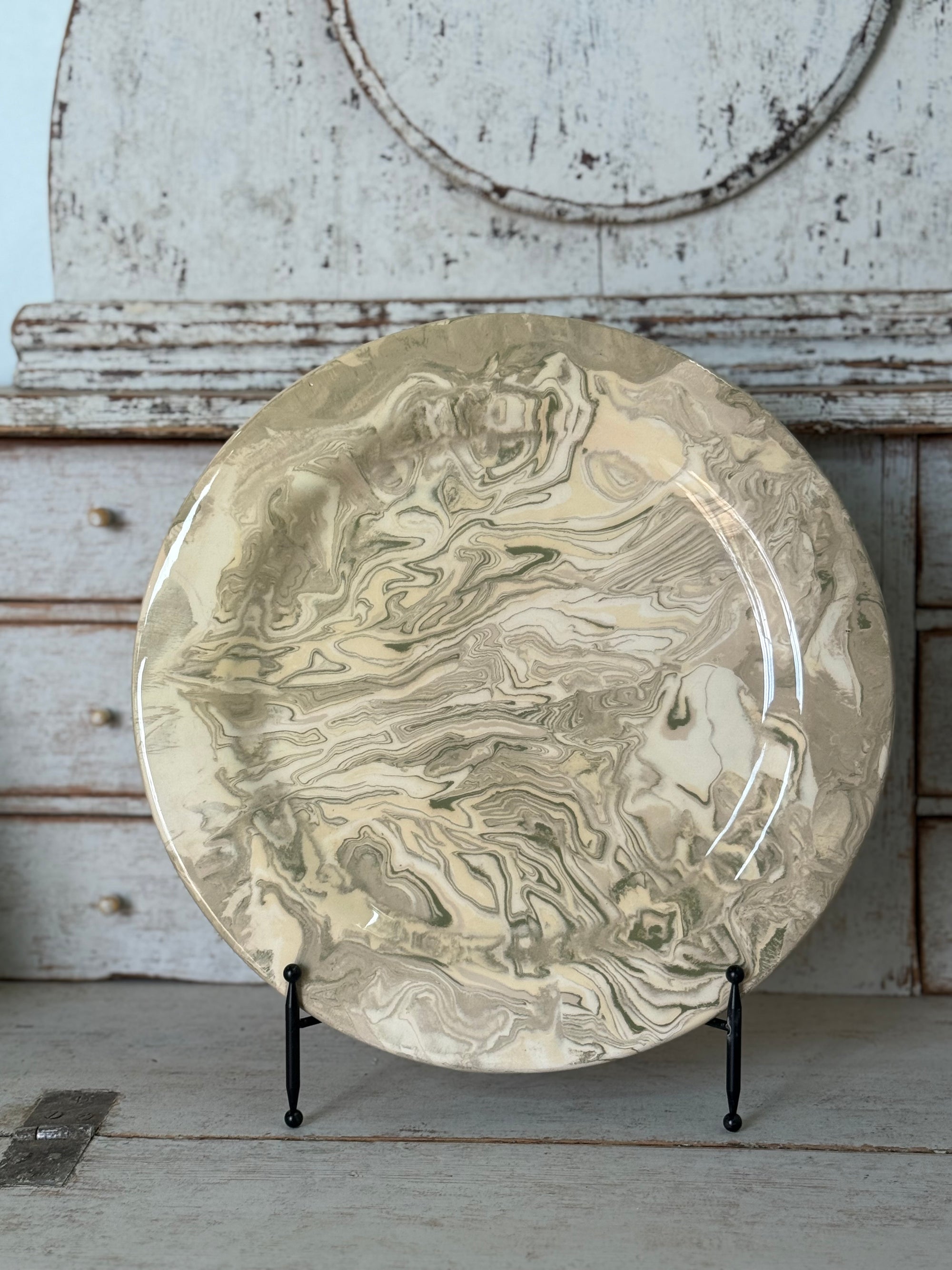 Vintage Marbelized Pichon d'Uzes Plate